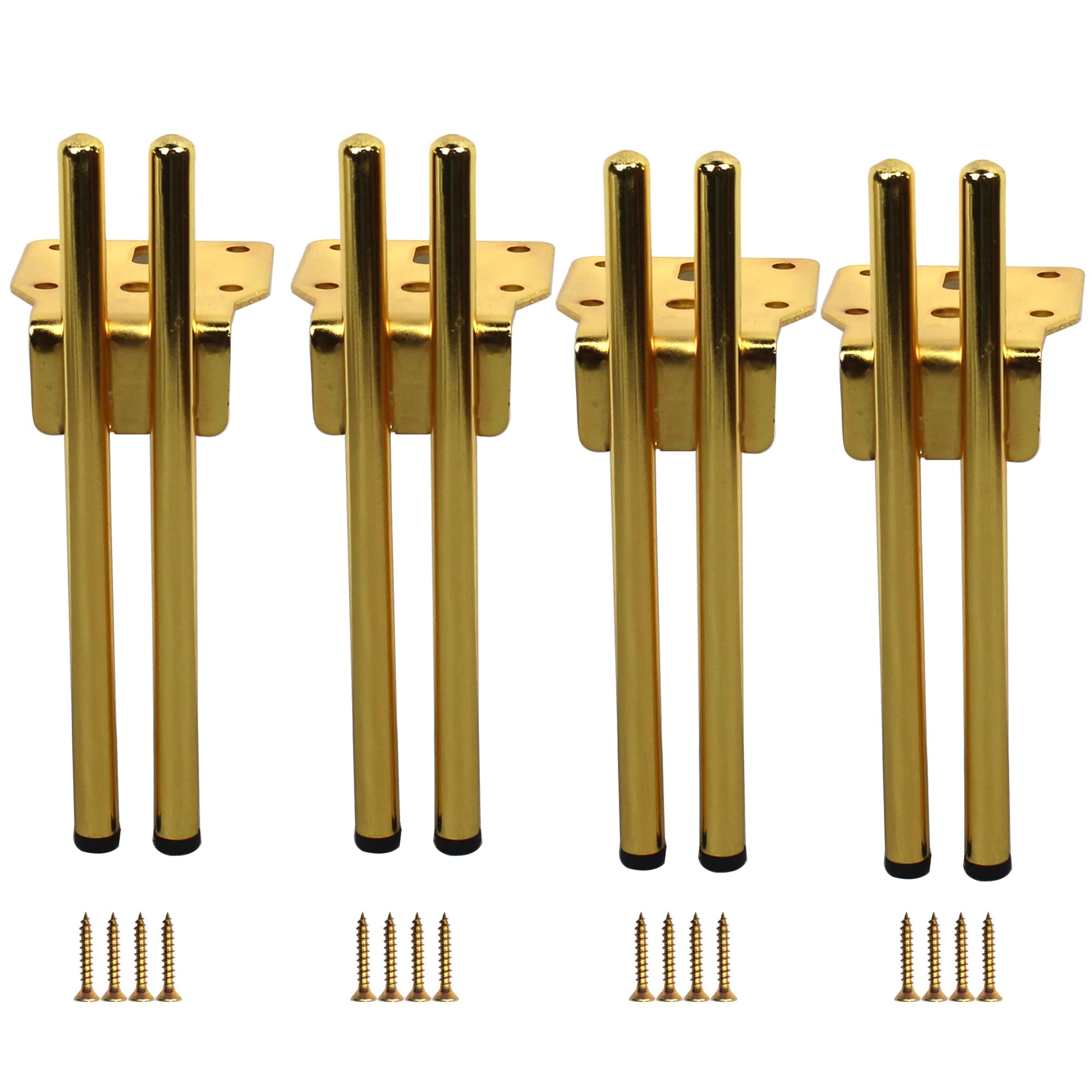 6 Inch Gold Cabinet Legs - Heavy Duty Metal Furniture Feet Set of 4 for Sofa, Couch, Dresser, Coffee Table & TV Stand - Durable Replacement Legs with Rubber Tips - Perfect for Home Office, Living Room & Bedroom Furniture Upgrade