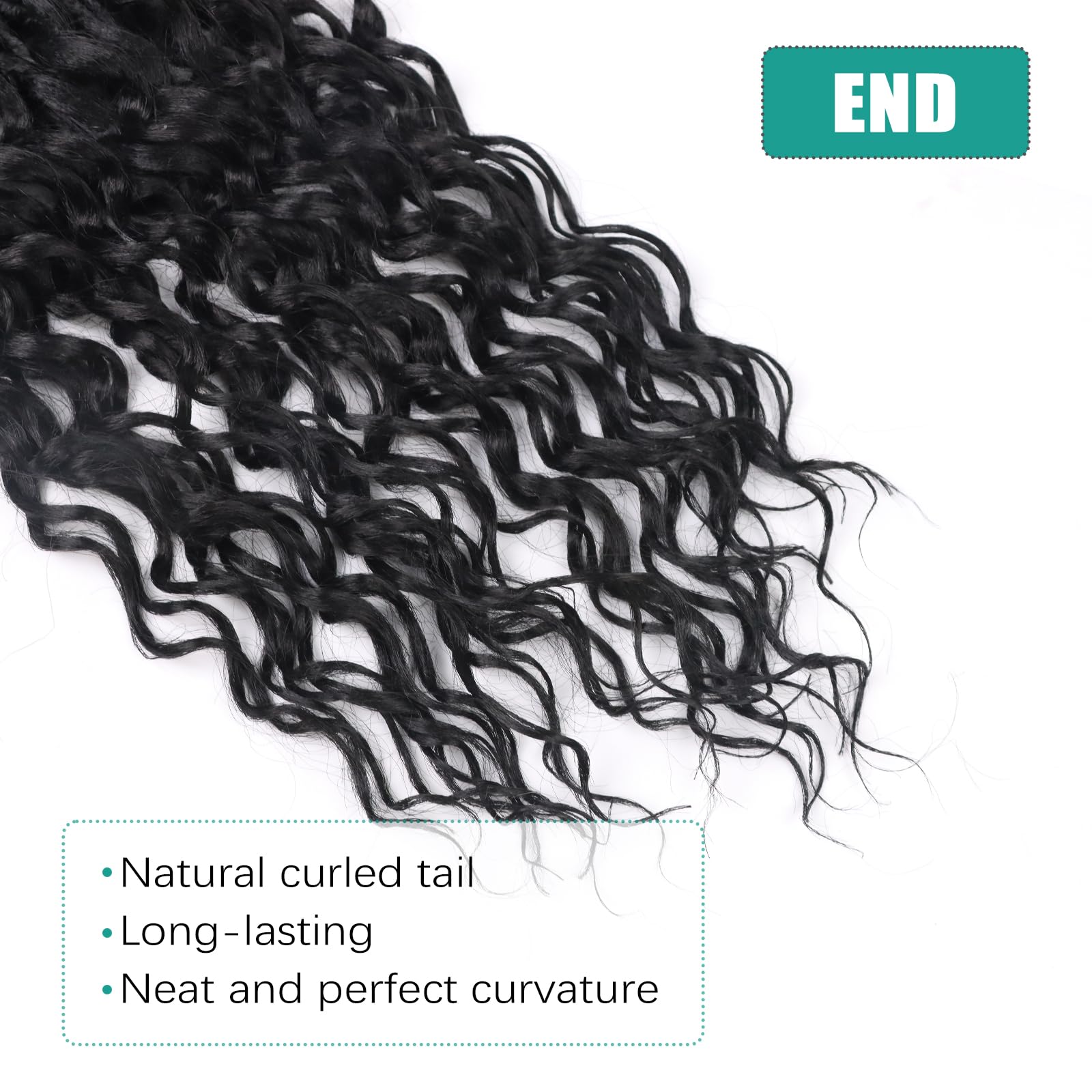 14 Inch Deep Faux Locs Crochet Hair - 8 Packs Goddess Locs Crochet Braids with Soft Curly Ends | Pre-Looped Wavy Crochet Hair for Black Women (1B) | Perfect for Protective Styling, Everyday Wear & Special Occasions