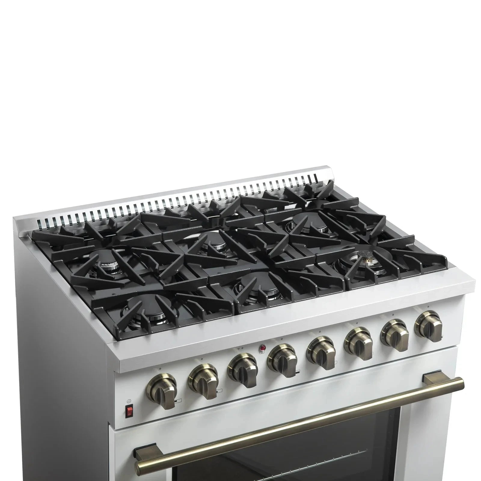 Forno Galiano 36-Inch Freestanding Dual Fuel Range - Gas Stove & Electric Oven in White with Antique Brass Trim (Model FFSGS6156 36WHT) | Professional Kitchen Appliance for Home Chefs & Cooking Enthusiasts