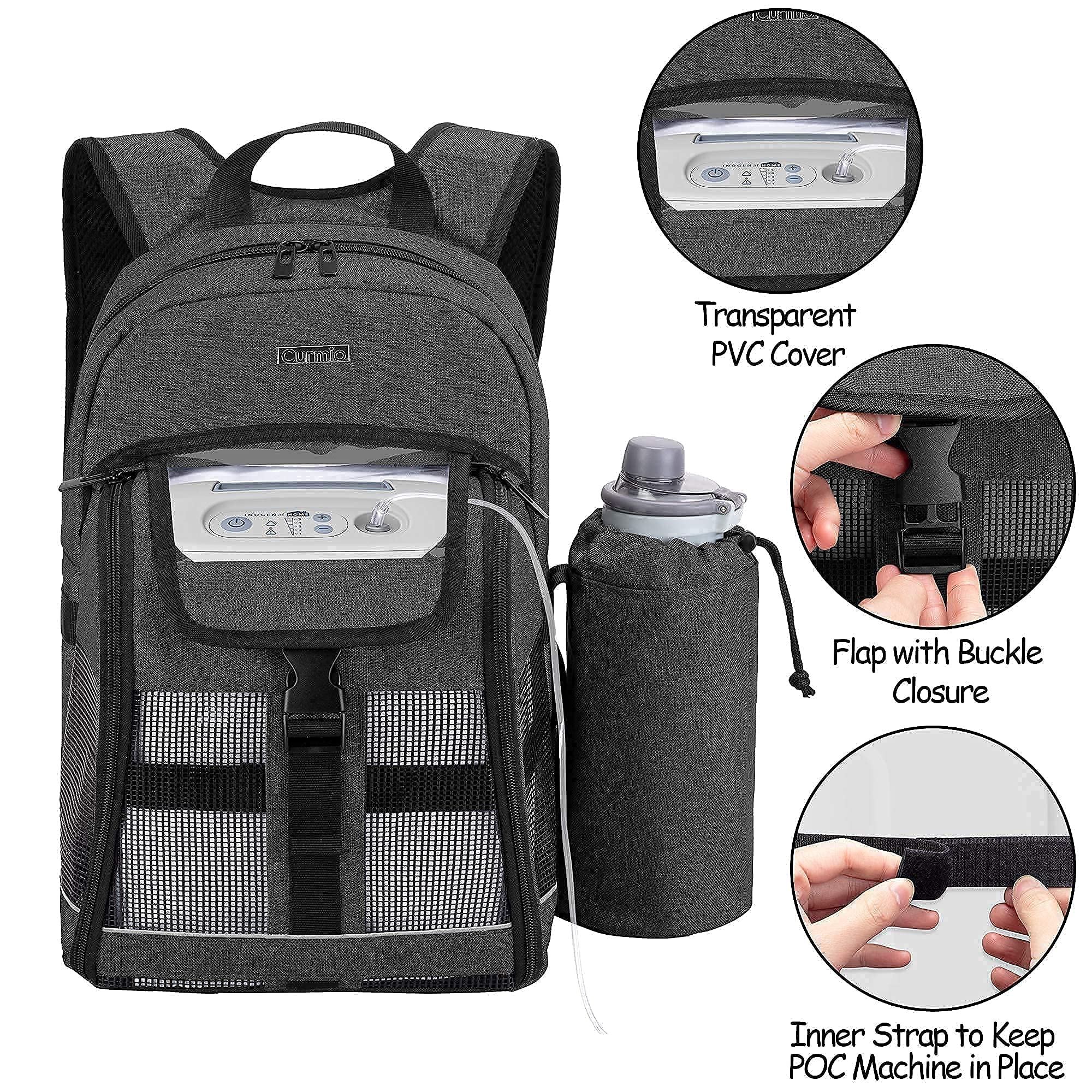 Portable Oxygen Concentrator Backpack - POC Carrying Case for Inogen, OxyGo & Caire Units (Black, Patented Design) | Lightweight Travel Bag for Oxygen Therapy Patients - Perfect for Air Travel, Outdoor Activities & Daily Use
