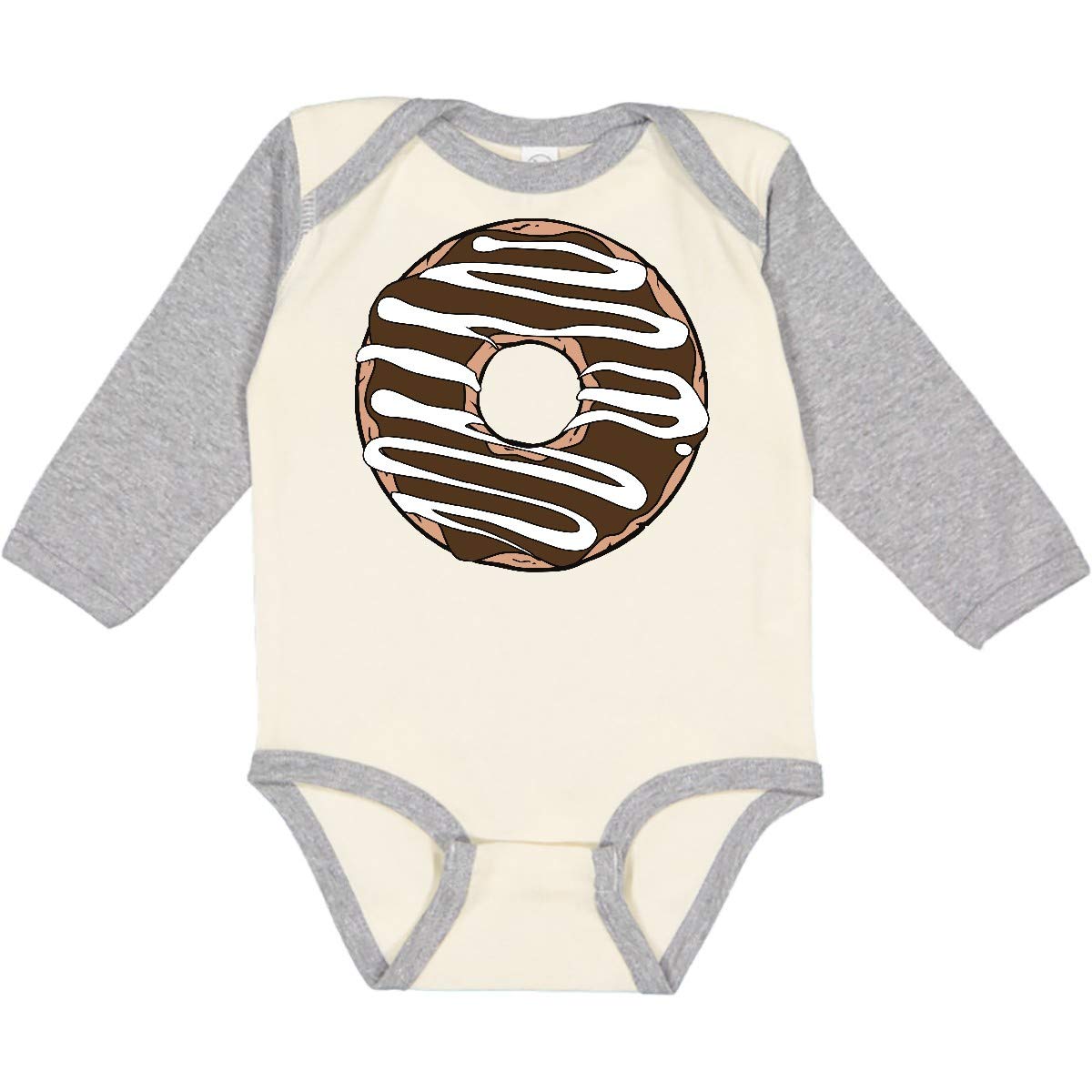 Inktastic Chocolate Donut Baby Bodysuit - Long Sleeve Creeper with Icing & Frosting Design for Boys & Girls - Perfect for Birthday Parties, Baby Showers & Cute Photo Shoots