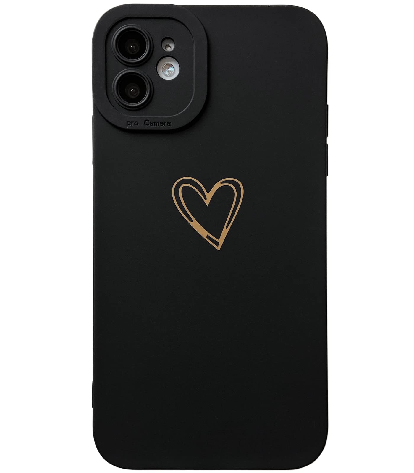 Qokey iPhone 11 Case 6.1 Inch (2019 Model) - Cute Heart Design Shockproof TPU Cover with Camera Protection | Anti-Scratch & Anti-Fingerprint | Perfect Gift for Women & Girls (Black) | Great for Daily Use, Travel & Outdoor Activities