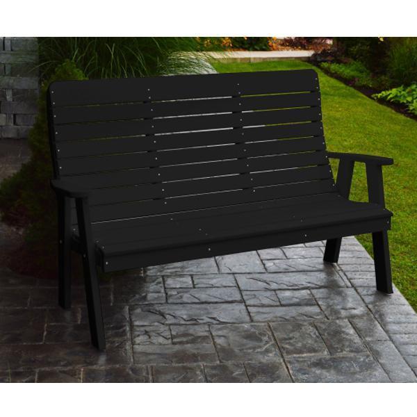A & L Furniture Poly Winston Garden Bench - Outdoor Patio Seating for Backyard, Porch, and Garden - Weather-Resistant and Durable Polyethylene Material