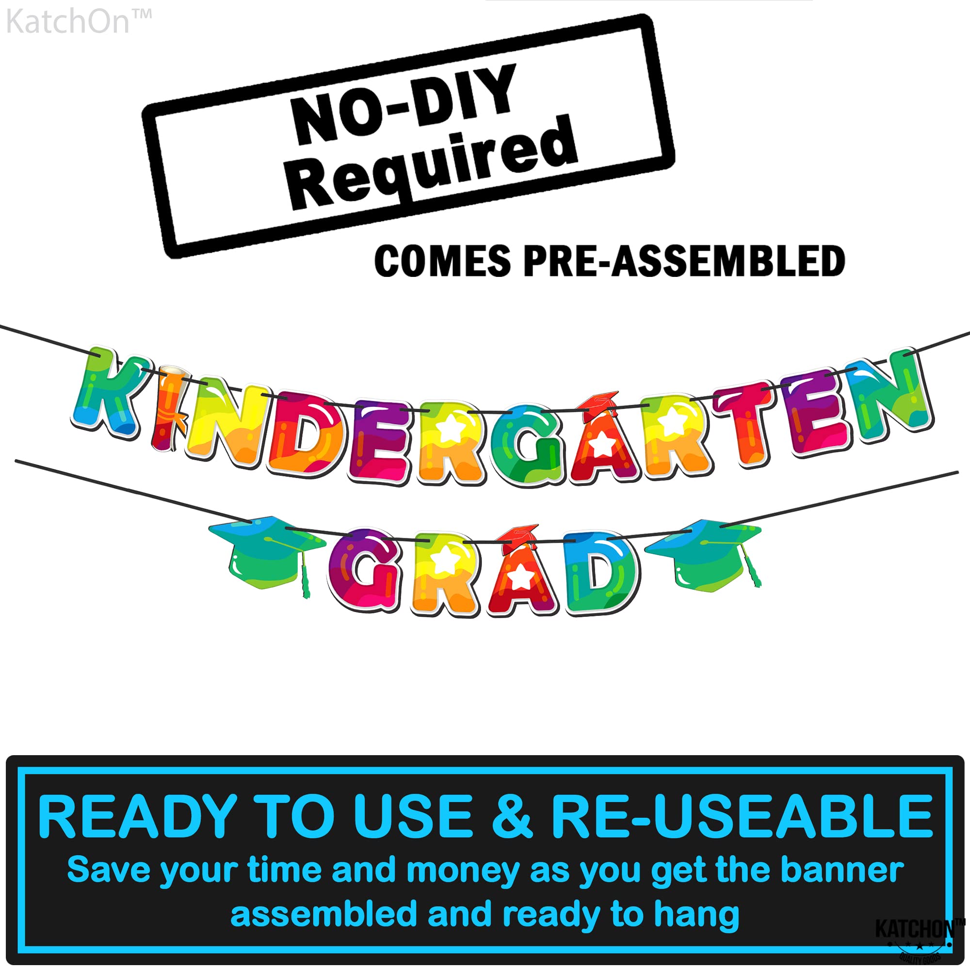 KatchOn 10ft Glitter Kindergarten Graduation Banner - Large Graduation Sign for Classroom Decor, Party Backdrop, Photo Booth & School Celebrations