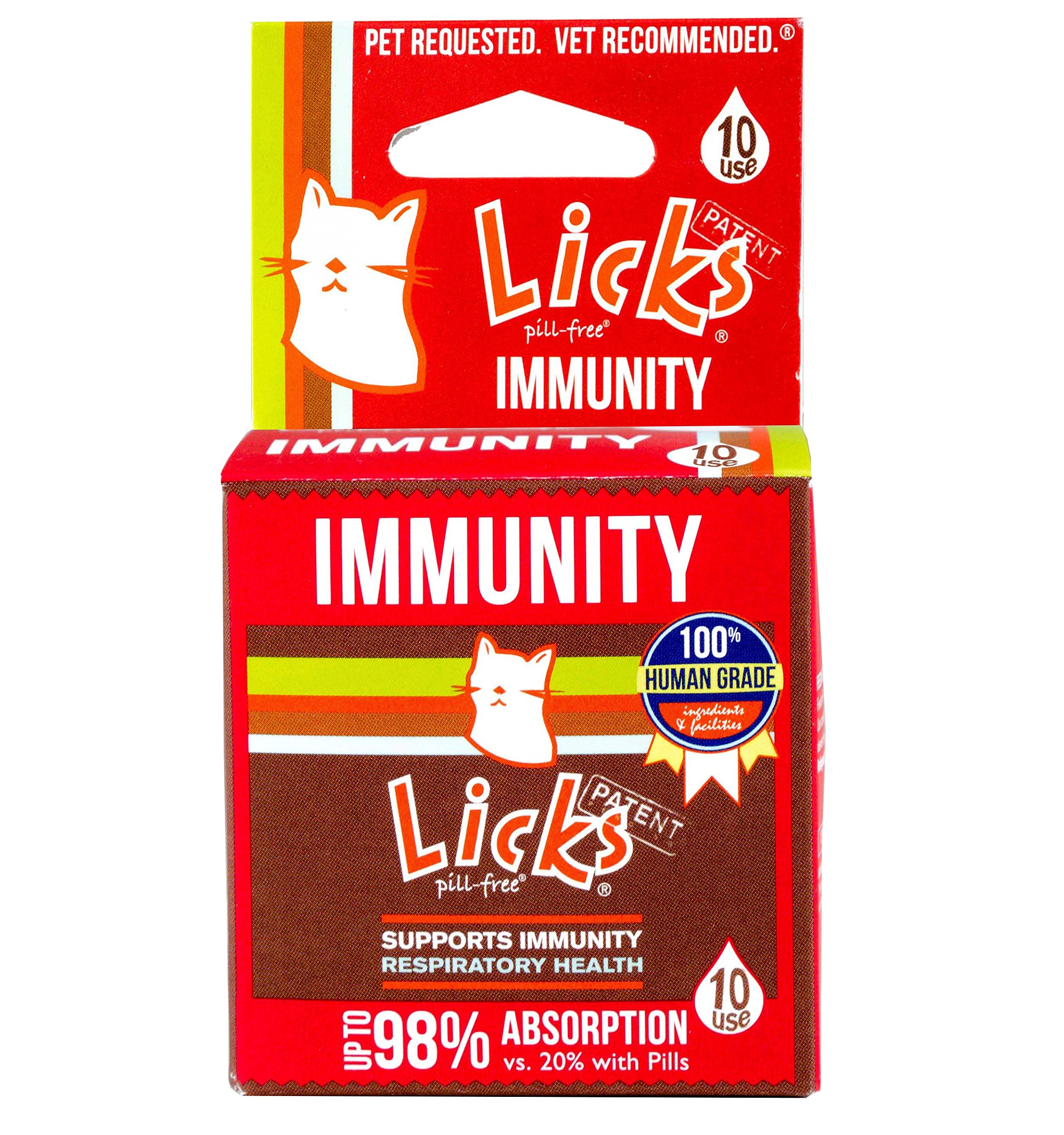 Licks Pill-Free Cat Immunity Booster - Immune Support & Respiratory Health Supplement for Cats - Easy Gel Packets (10 Uses) - Ideal for Boosting Immunity & Respiratory Health in Indoor & Outdoor Cats