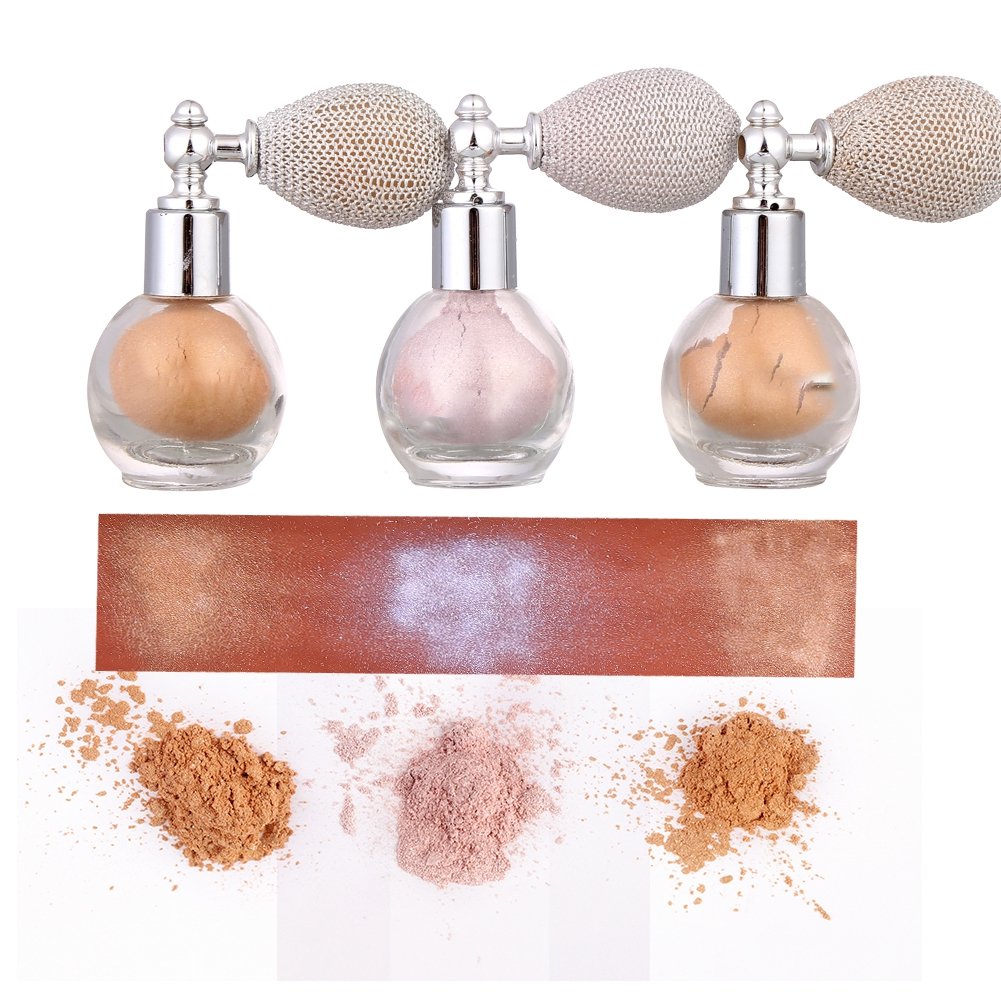 Pressed Powder & Loose Powder Spray - Moisturizing Brightening Makeup with Shimmer & Glitter | Perfect for Daily Wear, Night Out & Special Occasions