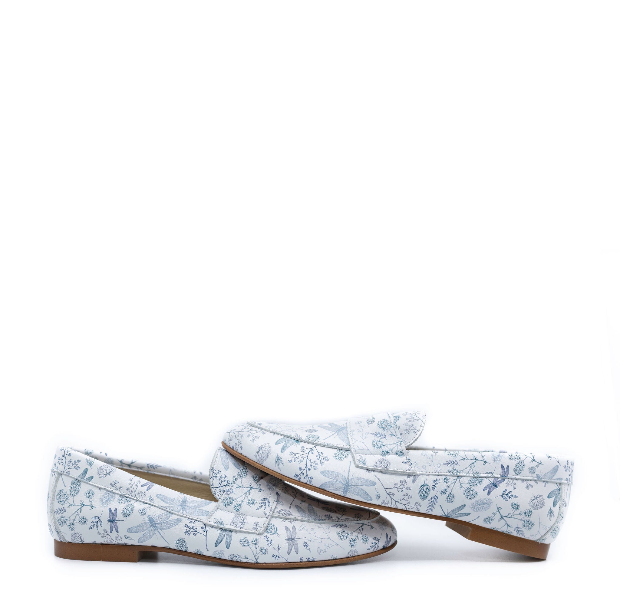 Blublonc Dragonfly Printed Penny Loafers for Men & Women - Comfortable Slip-On Dress Shoes for Office, Casual & Formal Wear