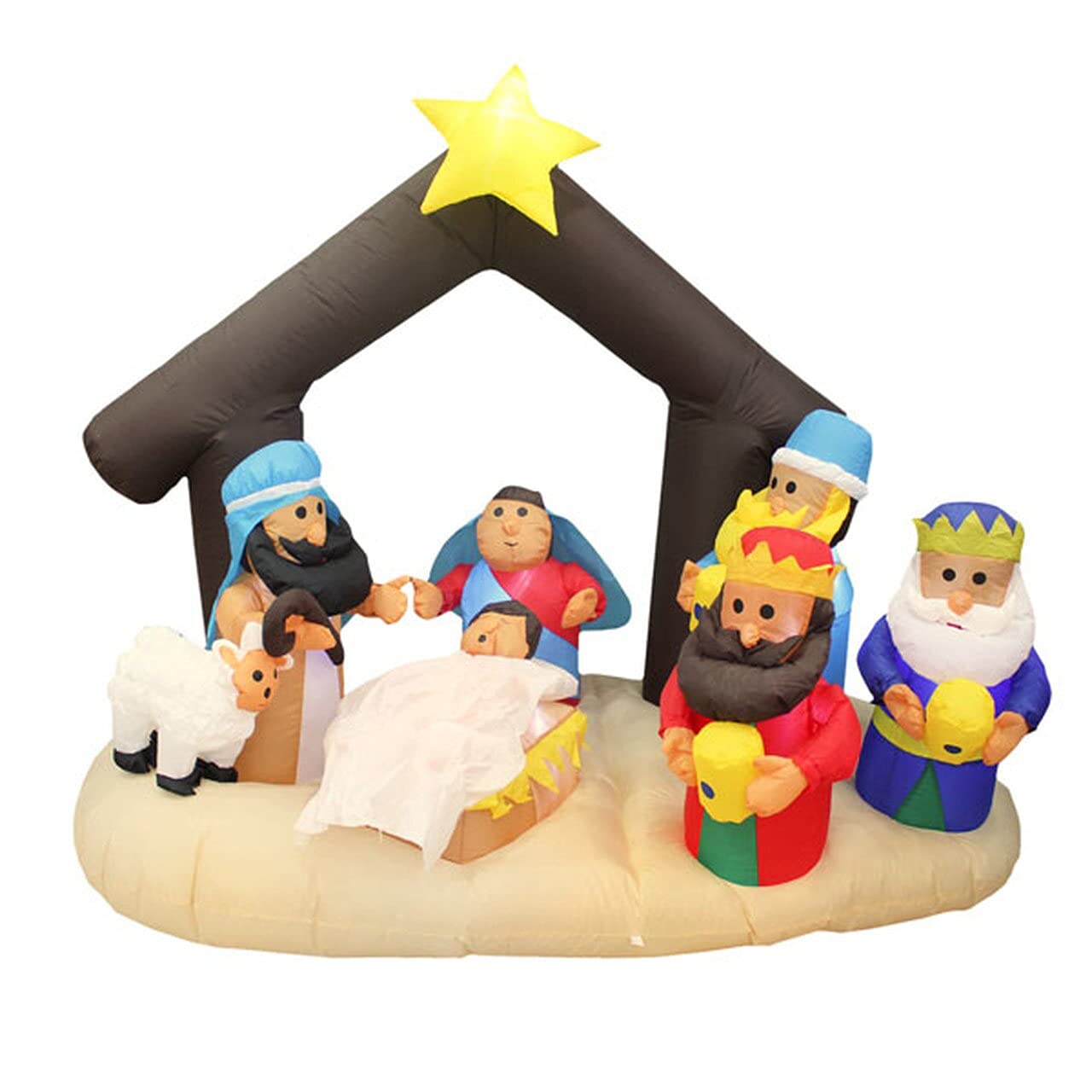 7 Foot LED Nativity Scene Inflatable Christmas Decoration - Perfect for Outdoor Yard, Lawn, and Holiday Party Decorations