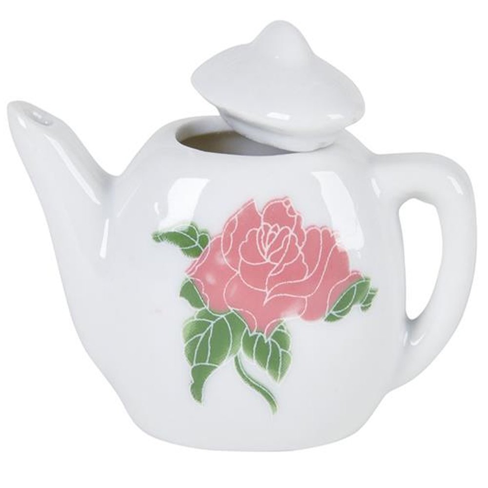 ArtCreativity 13-Piece Rose Flower Ceramic Doll Tea Set with Cups & Plates - Pretend Play Tea Party Kit for Girls Age 8+ - Perfect for Birthday Gifts, Role Play, and Imaginative Playtime