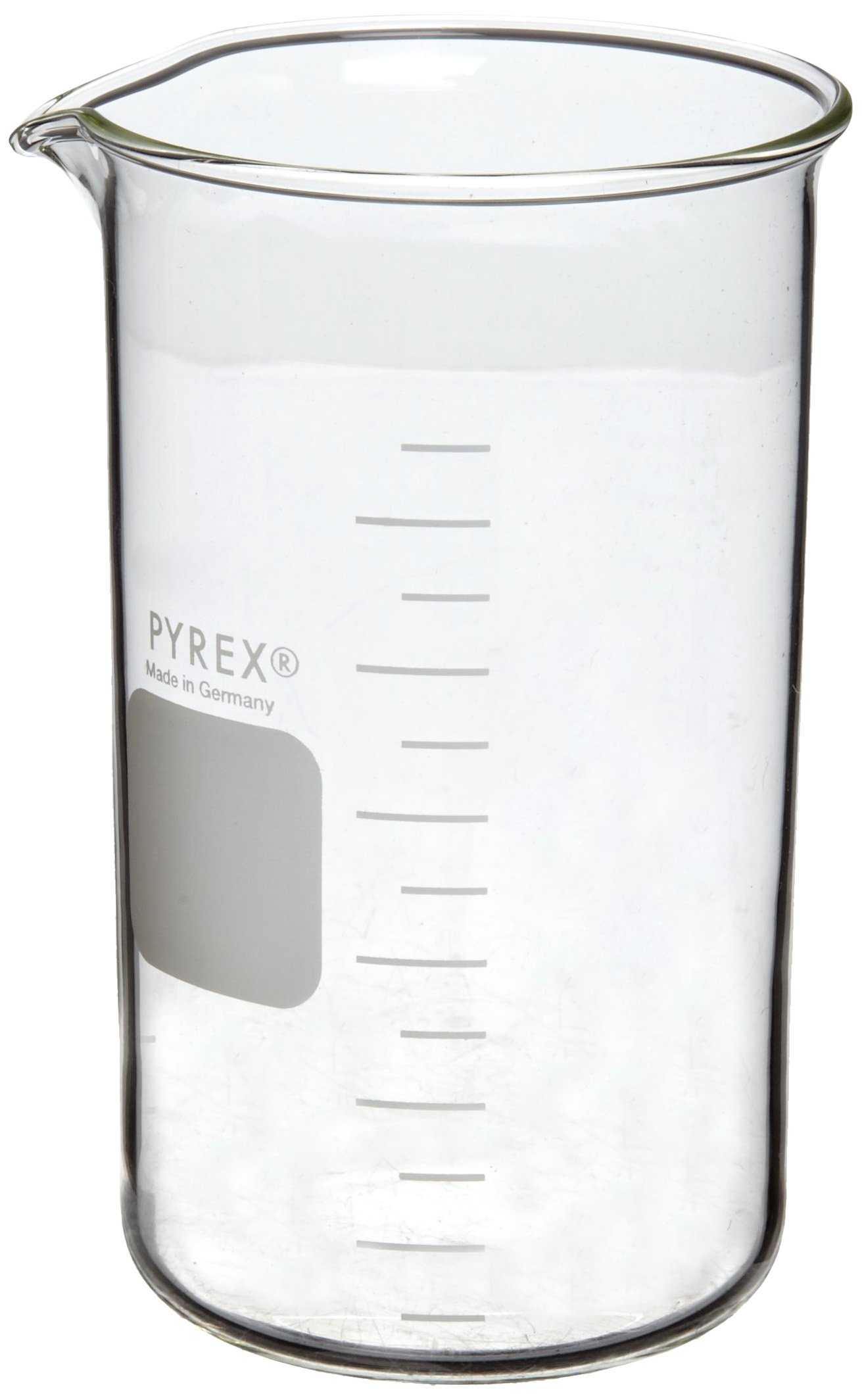 Corning Pyrex 1060-1L 1 Liter Glass Graduated Tall Form Berzelius Beaker - 50mL Graduation Intervals with Spout - Pack of 6 - Ideal for Chemistry Labs, Science Experiments & Educational Use