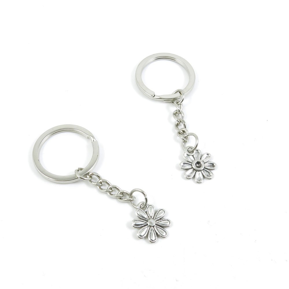 Antique Silver Daisy Flower Keychain - Bulk Wholesale Key Ring Tags for Car Keys, House Keys & Keychains (Pack of 12) - Perfect for Home, Office, Travel & Gift Giving