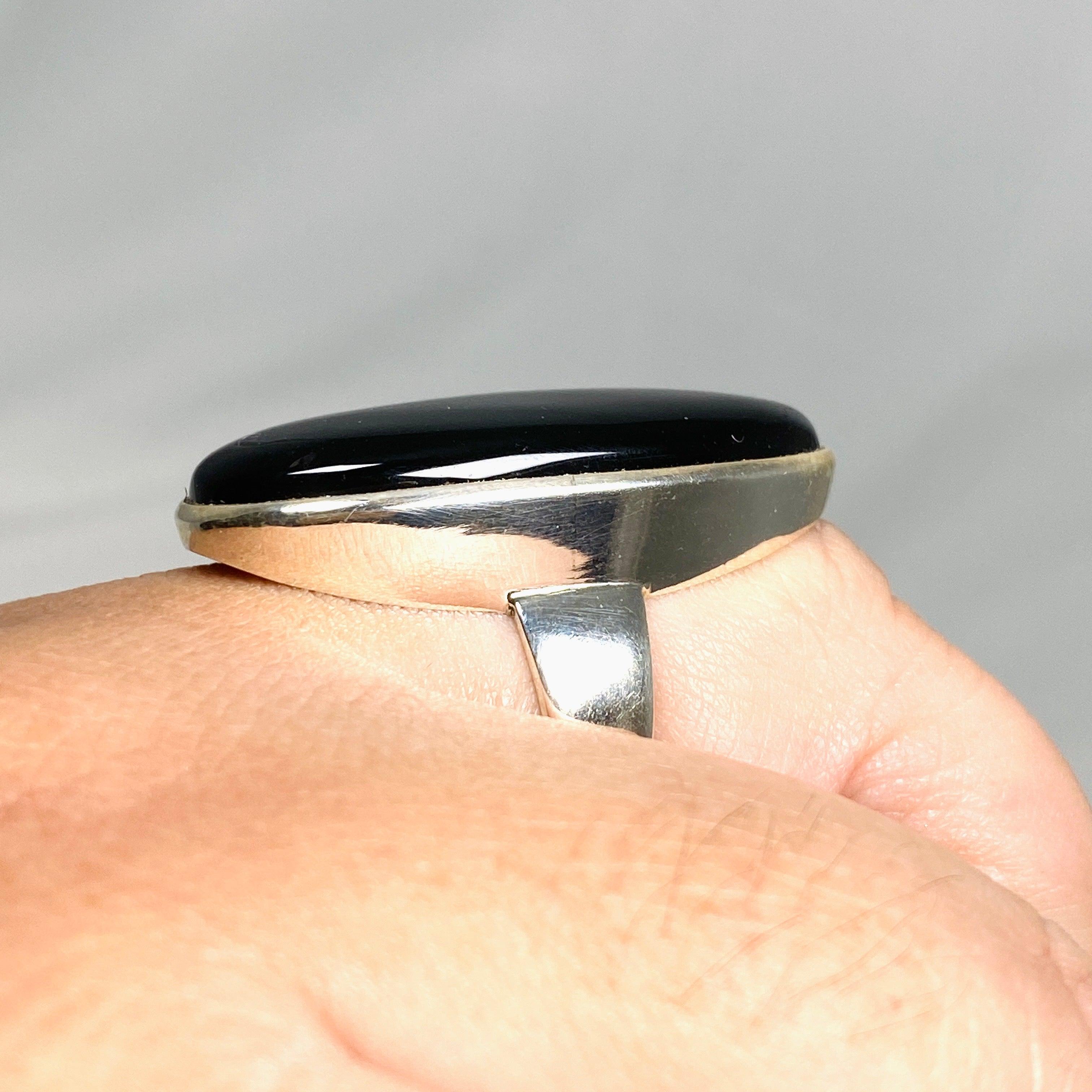 Onyx Oval Ring for Women - Size 11 Sterling Silver Gothic Jewelry PRGJ433 - Perfect for Weddings, Parties and Everyday Elegant Style
