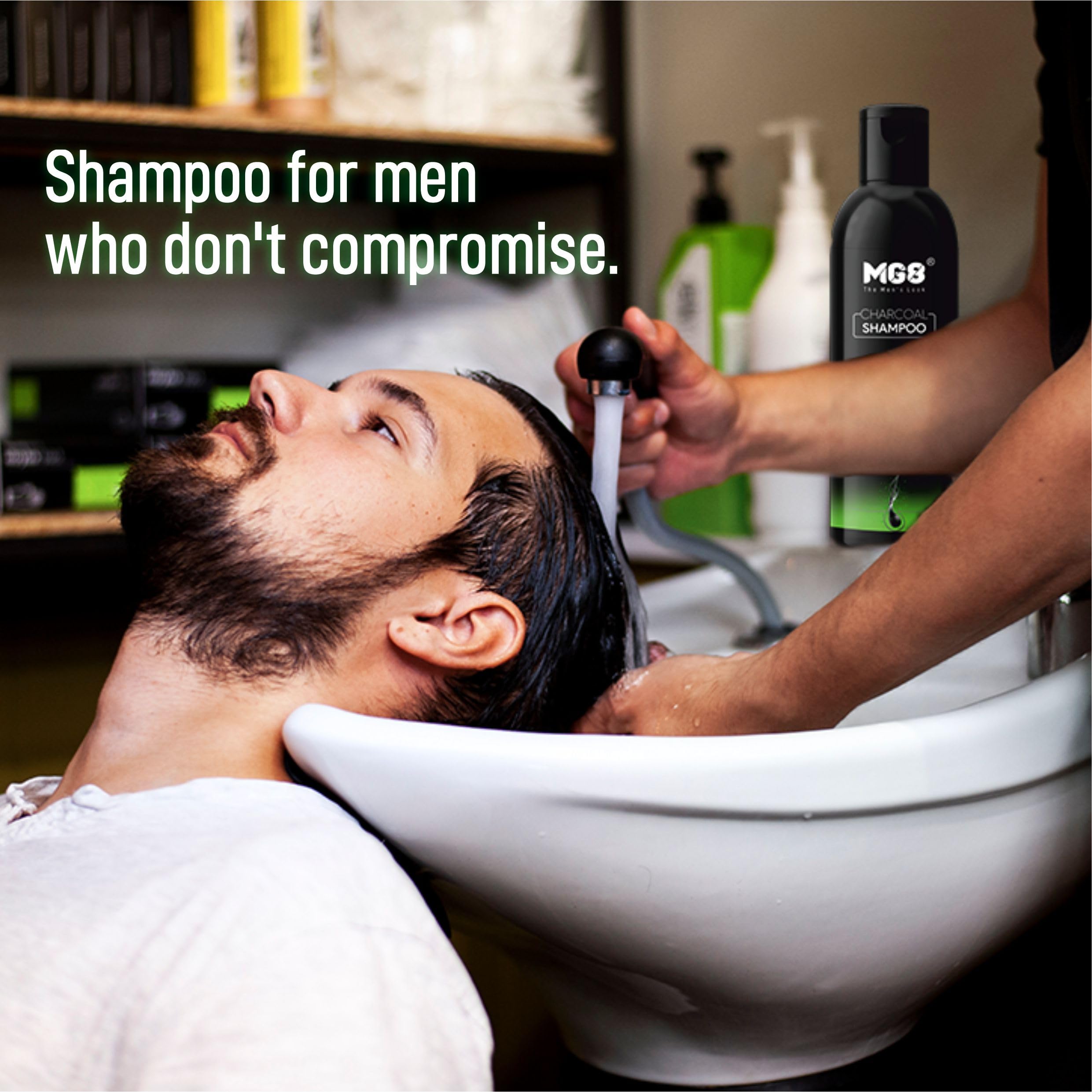 MG8 Anti-Dandruff Shampoo for Men - 250ml Charcoal Shampoo for Oily Scalp | Promotes Hair Growth & Healthy Shine | Ideal for Daily Use & Scalp Care