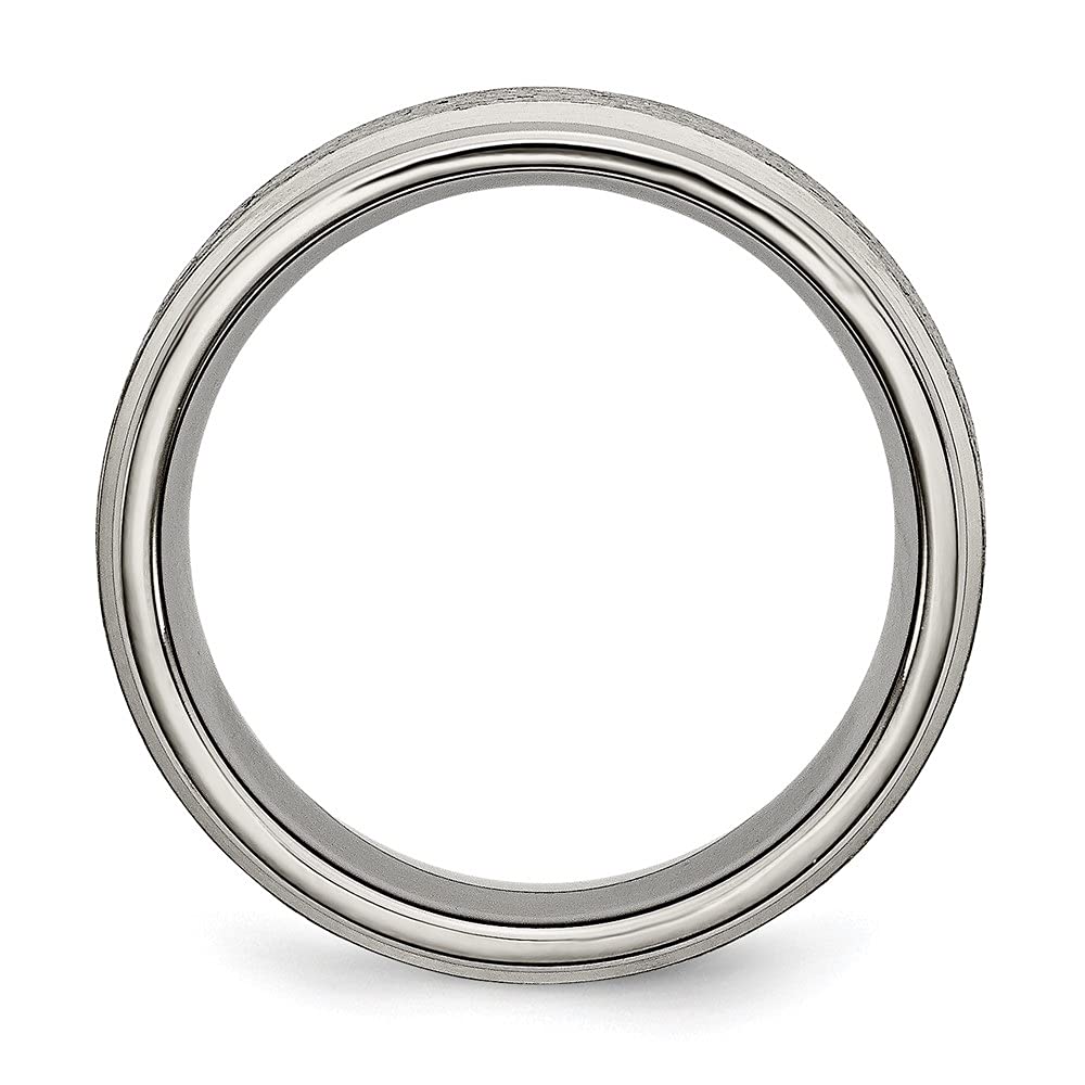 Diamond2Deal 8mm Titanium Satin Finish Wedding Band Ring for Men - Durable & Comfortable Ridge Edge Design - Perfect for Engagement, Anniversary & Everyday Wear