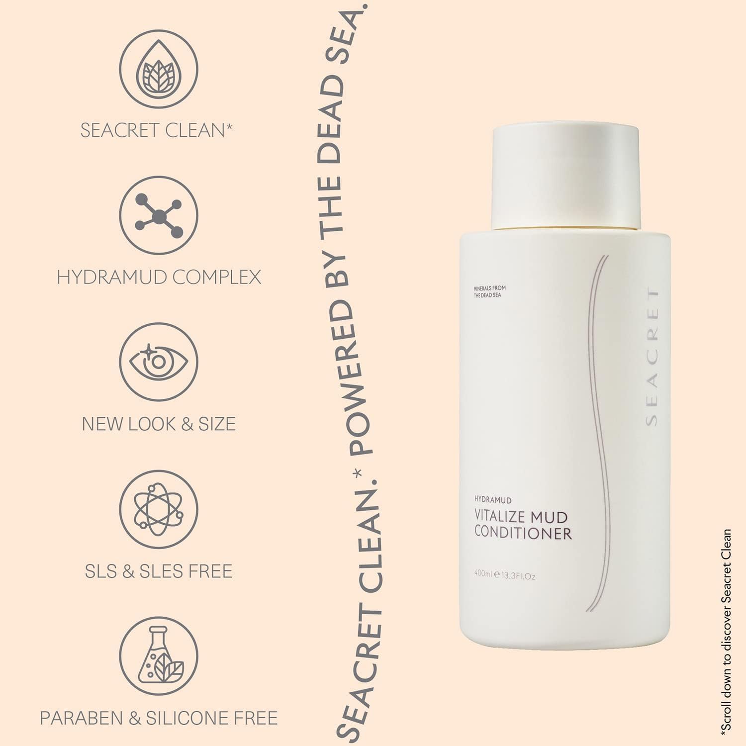 SEACRET HydraMud Vitalizing Hair Conditioner with Dead Sea Minerals & Argan Oil - Deep Moisturizing Treatment for Dry, Damaged Hair - Perfect for Salon-Quality Results at Home
