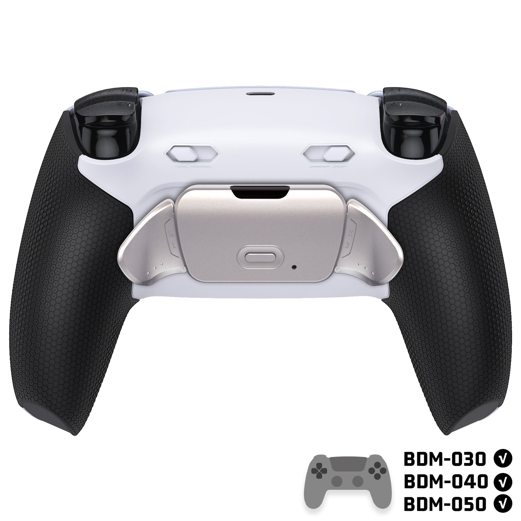 eXtremeRate Real Metal Buttons (RMB) RISE Plus MAX Back Paddles Kit with Clicky Trigger Stops & Rubberized Grip for PS5 Controller BDM-030/040/050 - White, Black, Silver - Perfect for Competitive Gaming & Enhanced PS5 Controller Performance