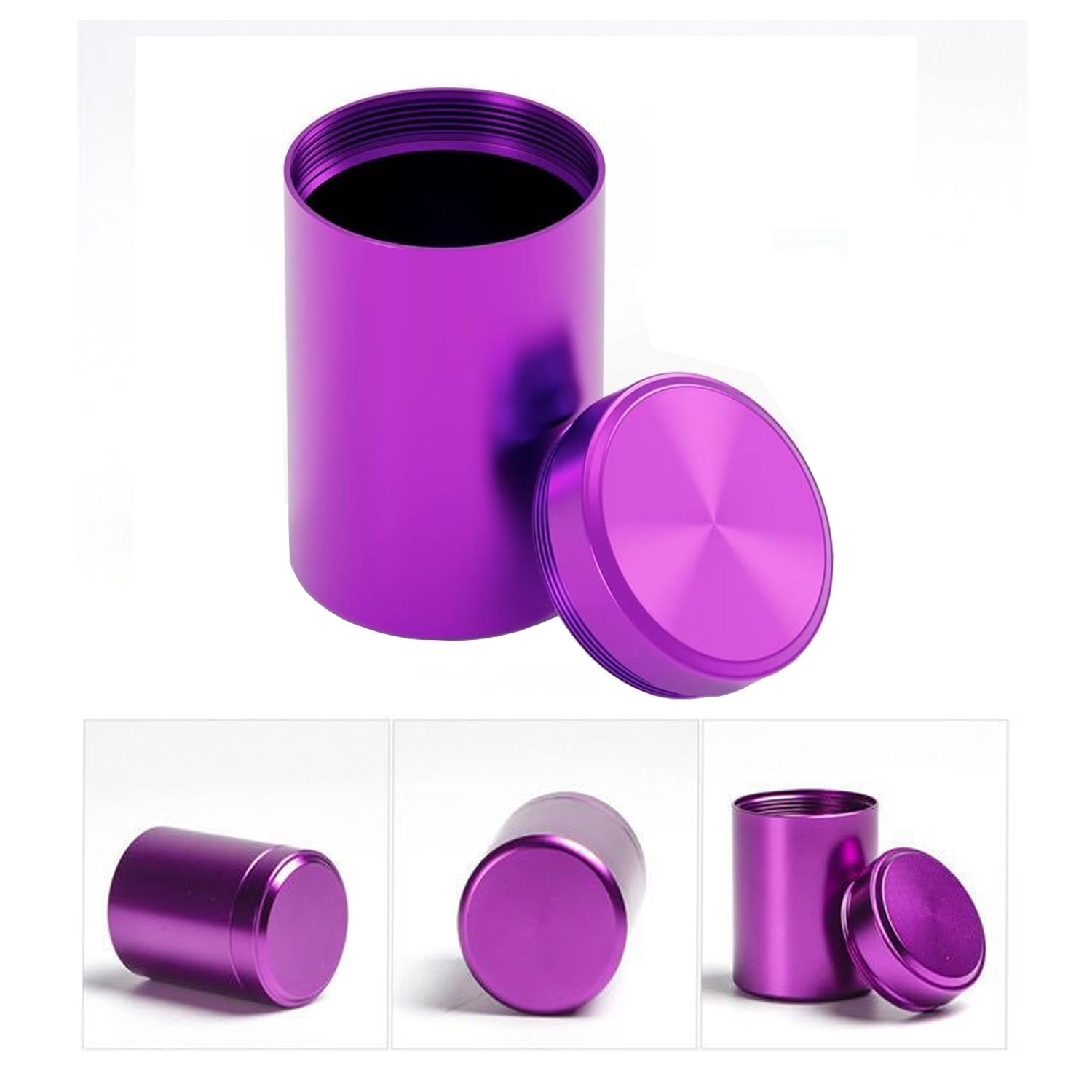2PCS Aluminum Airtight Storage Jars - Portable Food Containers for Spices, Coffee, Tea & Dry Goods - 140ml Kitchen Organizer (Pink & Purple) - Perfect for Pantry, Camping & Office Use