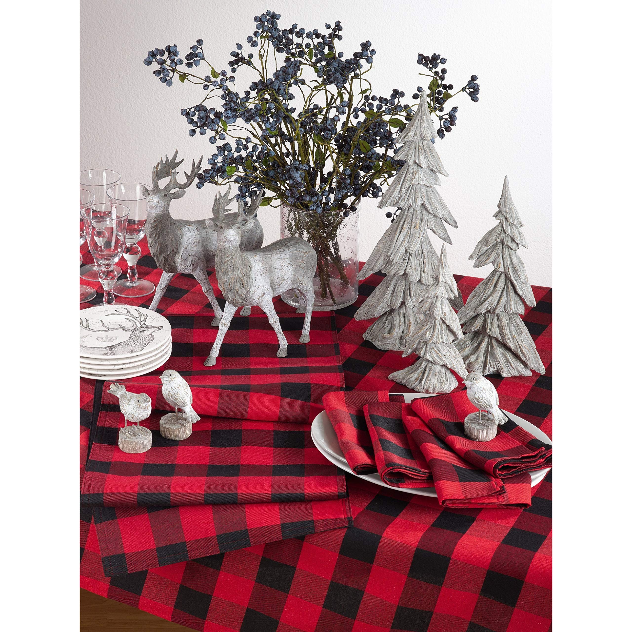 Premium SARO LIFESTYLE Cotton Blend Buffalo Plaid Tablecloth - 70