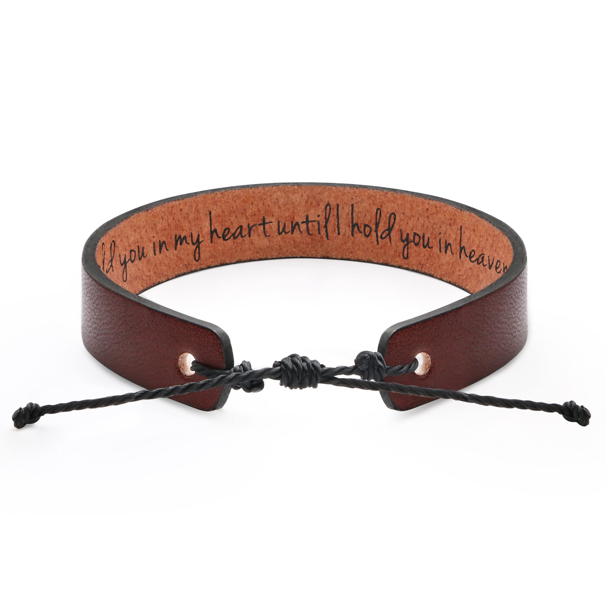 Adjustable Brown Leather Bracelet for Men & Women - Inspirational Religious Gift for Husband, Boyfriend, Anniversary, Memorial, Christmas, Father's Day & Birthday - Perfect for Daily Wear & Special Occasions