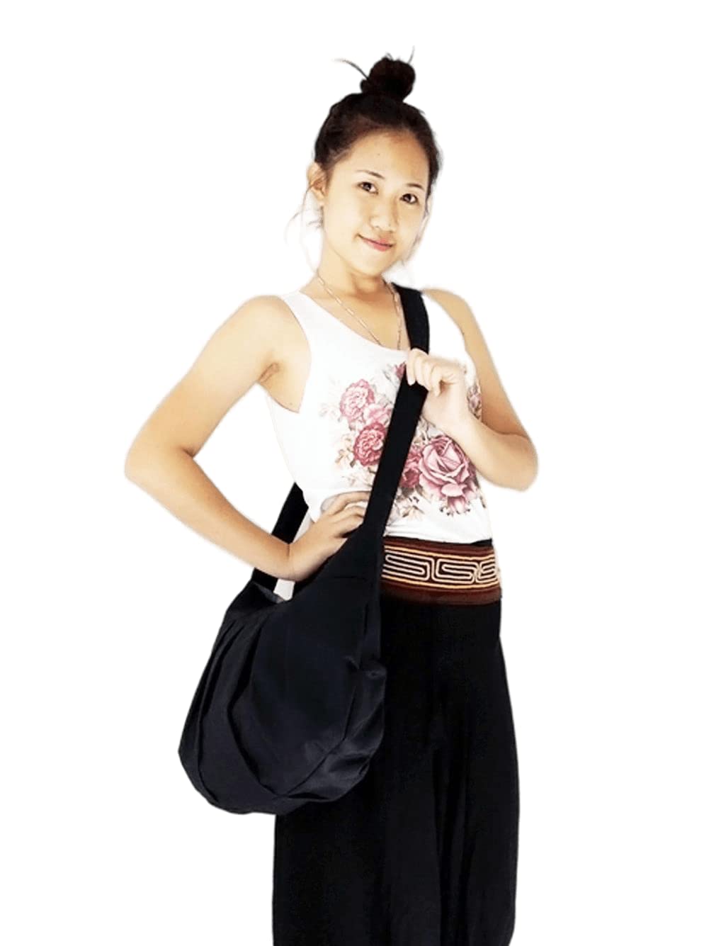 Handmade Boho Cotton Canvas Bag - Adjustable Straps for Shoulder or Crossbody - Perfect for Travel & Shopping