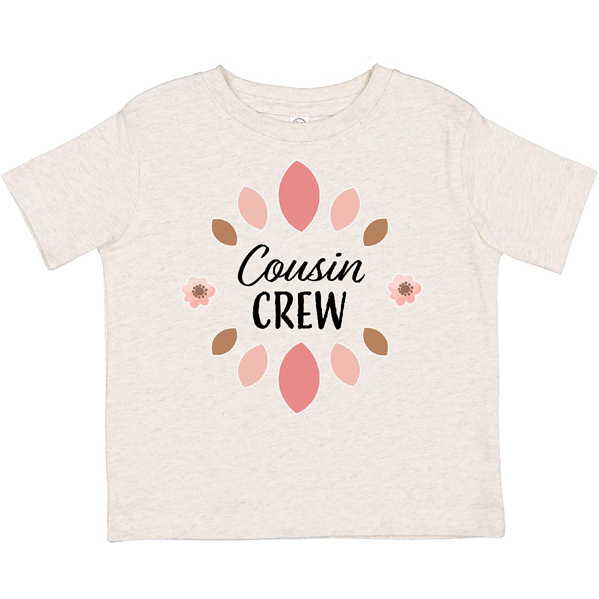 Inktastic Pink Floral Cousin Crew Toddler T-Shirt - Soft Cotton Kids Tee for Family Reunions & Matching Outfits