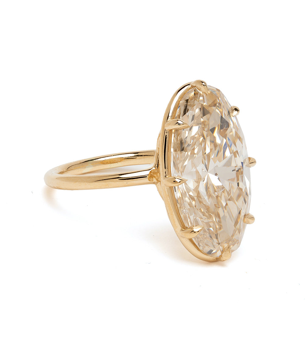 Gigi 8x6mm Oval Champagne Diamond Ring - 14K Gold Plated Wedding Band, Engagement Ring for Women, Perfect for Anniversaries & Special Occasions
