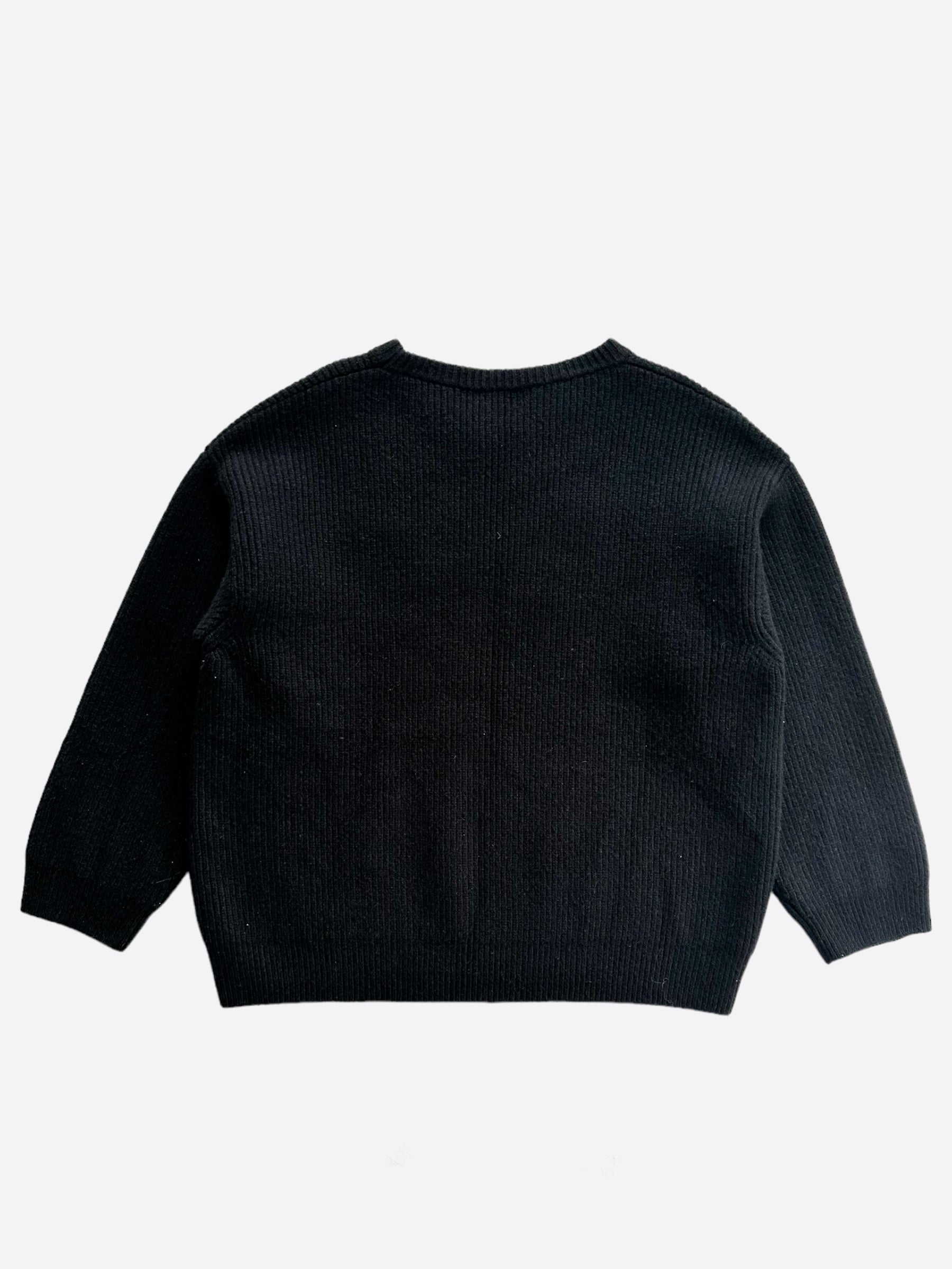 Celine Black & White Logo Ribbed Wool Sweater for Women - Classic Knit Pullover for Fall & Winter - Perfect for Office, Date Night & Casual Outfits