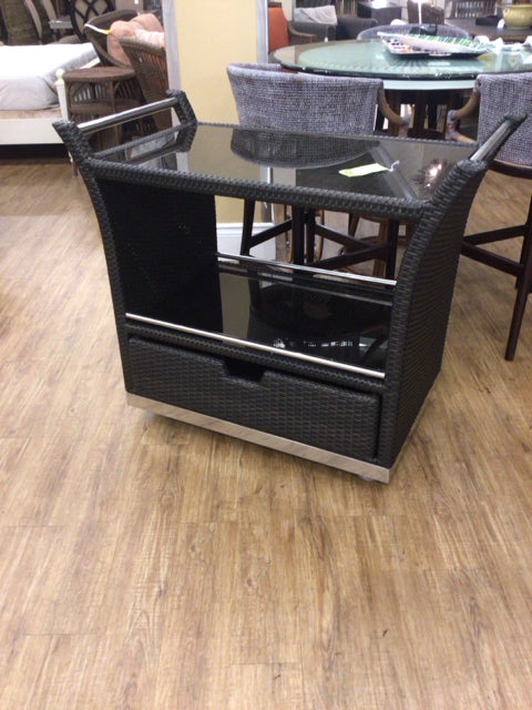 Premium Outdoor Bar Cart with Wheels - Rolling Patio Drink Server for Poolside, Garden & Backyard Entertaining