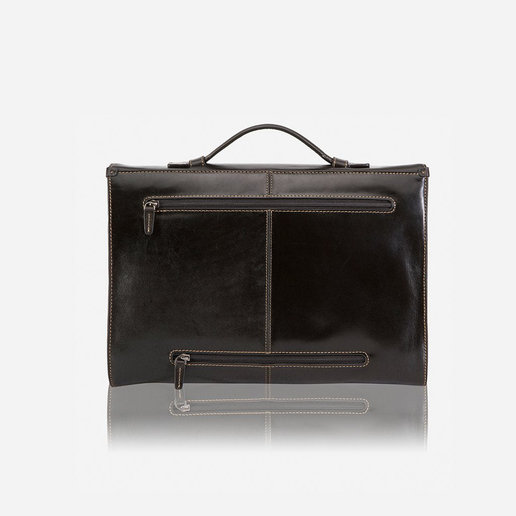 Jekyll & Hide Oxford Extra Slim Business Briefcase for Men - Professional Black Leather Laptop Bag - Perfect for Office, Work, Travel & Business Meetings