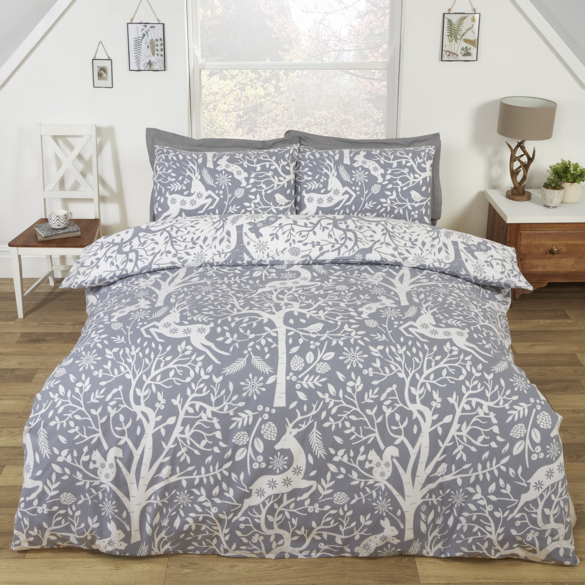 Luxury Tatton Grey Duvet Cover Set - King Size Bedding with Pillowcases - Soft & Breathable Cotton - Perfect for Master Bedroom, Guest Room & Hotel Decor