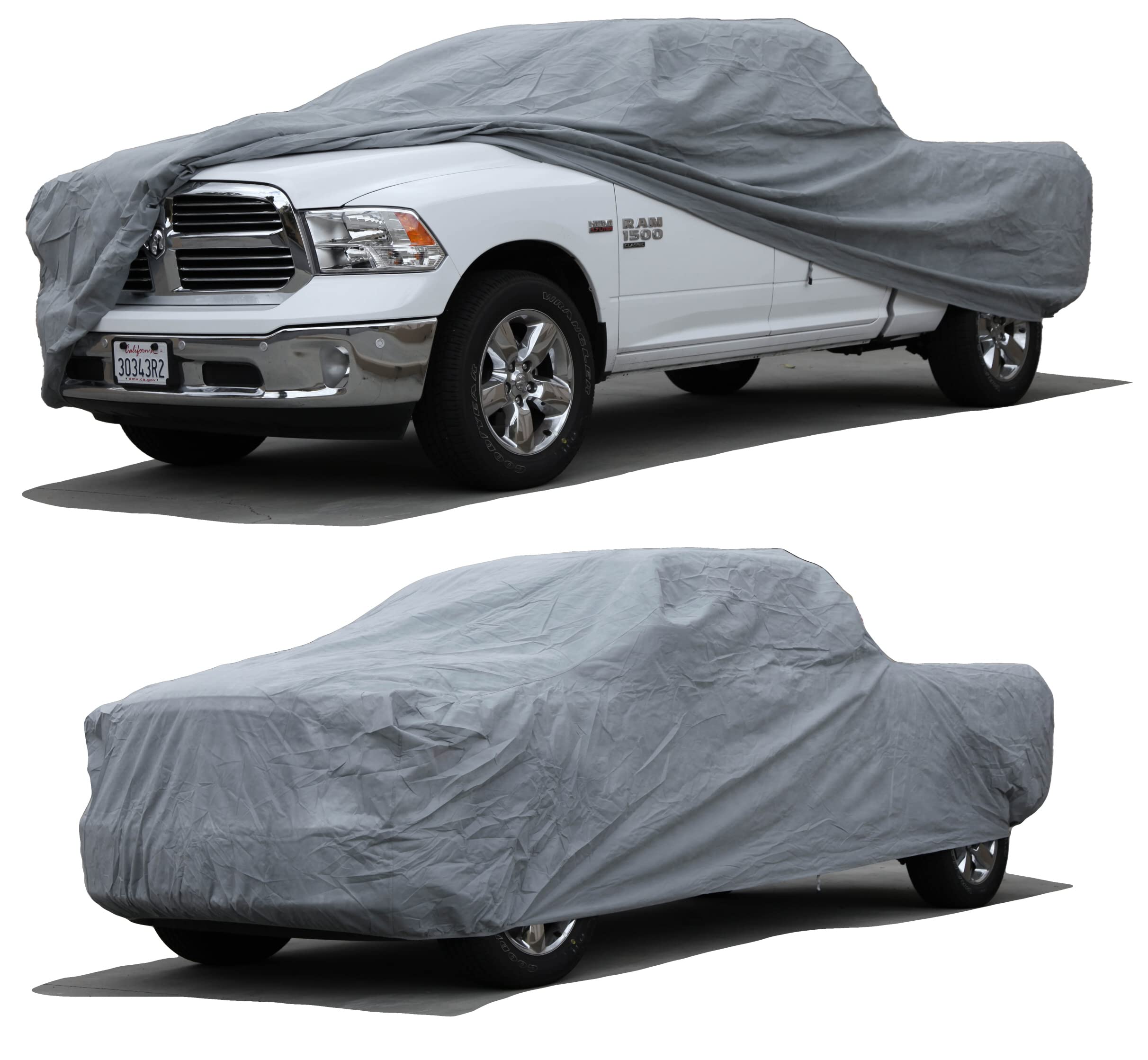 2025 Dodge RAM 1500 Crew Cab 6.5FT Bed Truck Cover - XTREMECOVERPRO Gold Series Grey Weatherproof Car Cover for Outdoor Protection | Fits 2016-2025 Models | All-Season Vehicle Shelter for Parking & Storage