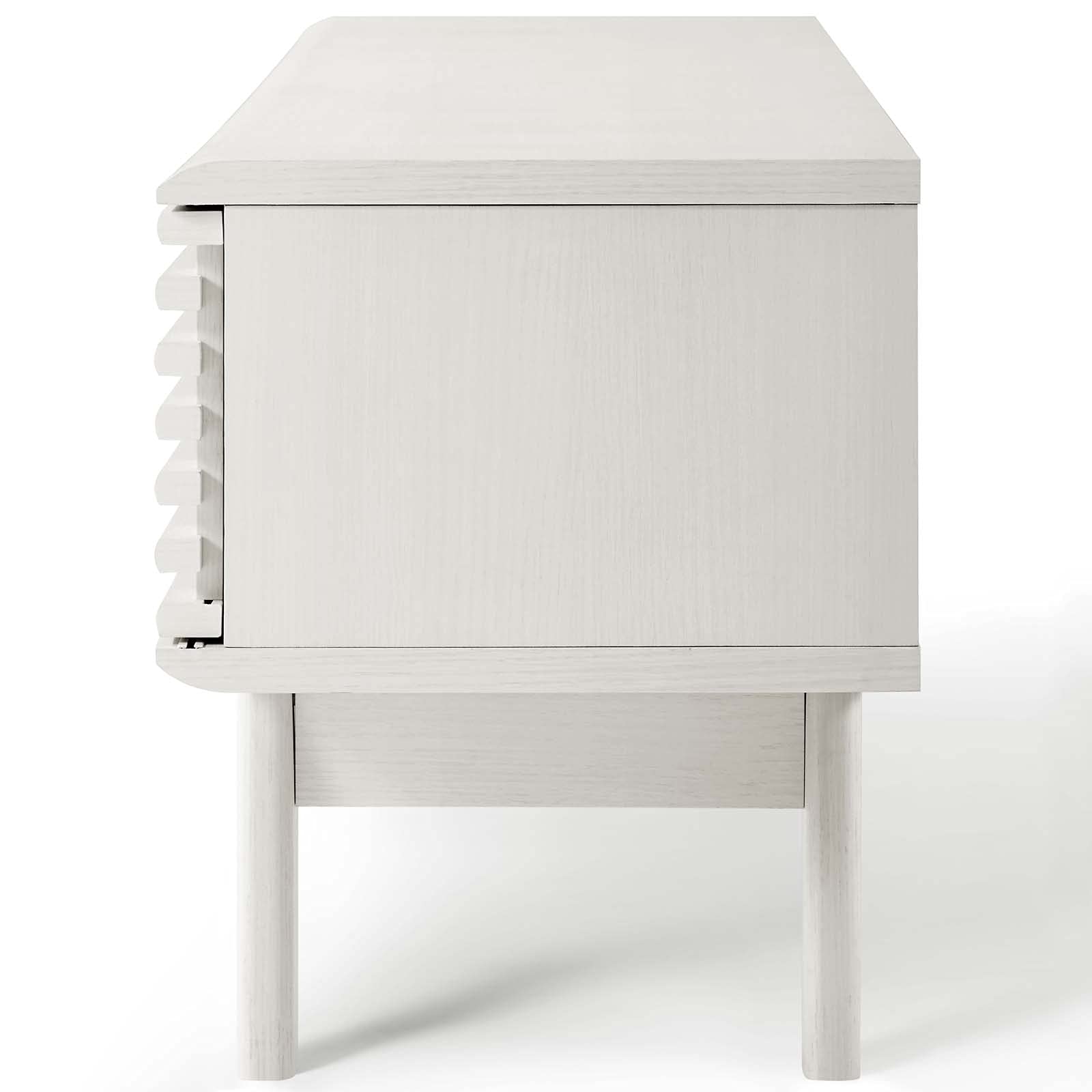Modern White Wood TV Stand Console Table - Contemporary Media Entertainment Center for Living Room, Lounge, Hotel Lobby & Hospitality Spaces