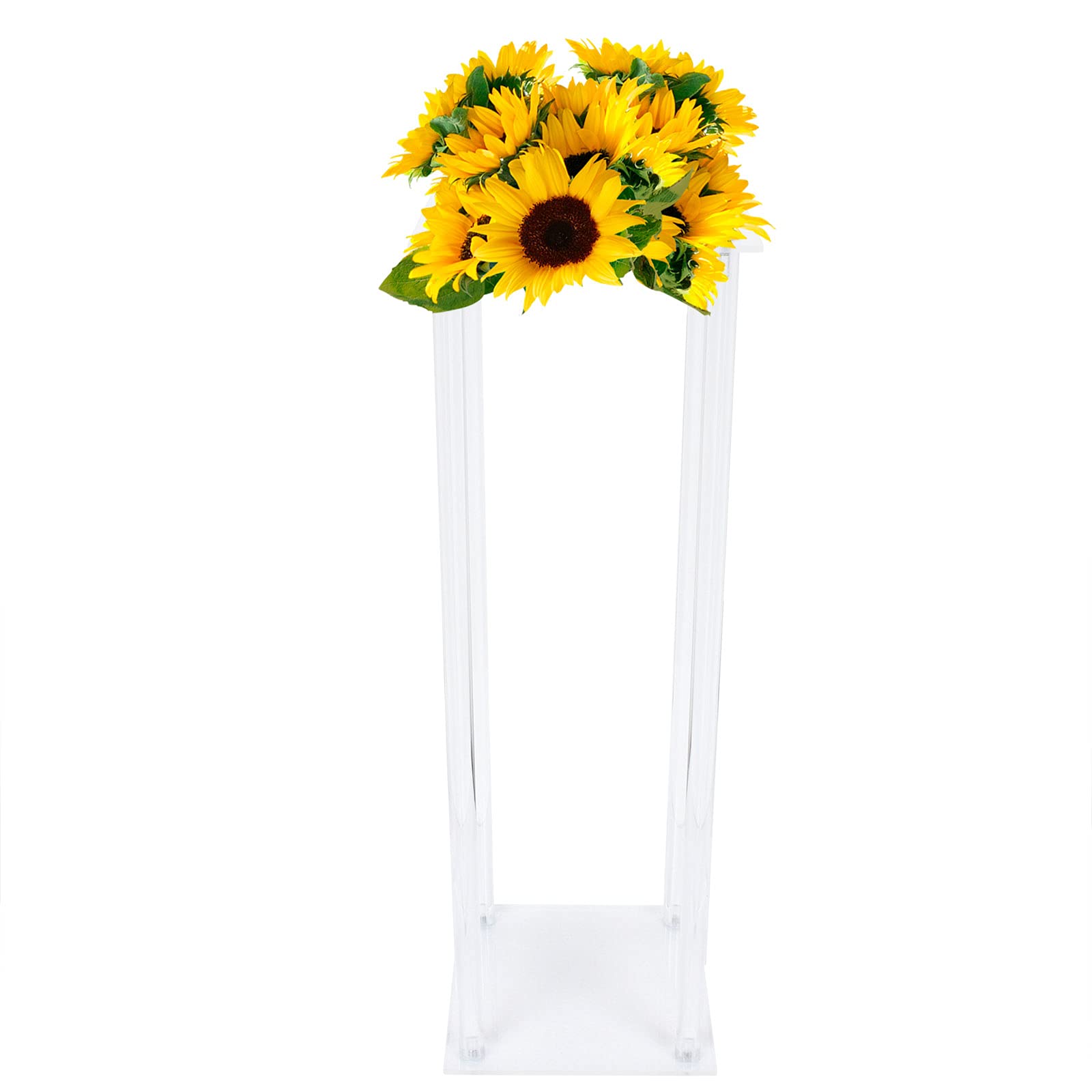 Round & Square Acrylic Flower Vase Stand - Clear Tabletop Display Rack for Wedding Centerpieces, Home & Garden Decor - 60cm Height (2-Piece Set) - Perfect for Wedding Receptions, Living Room Decor & Floral Arrangements