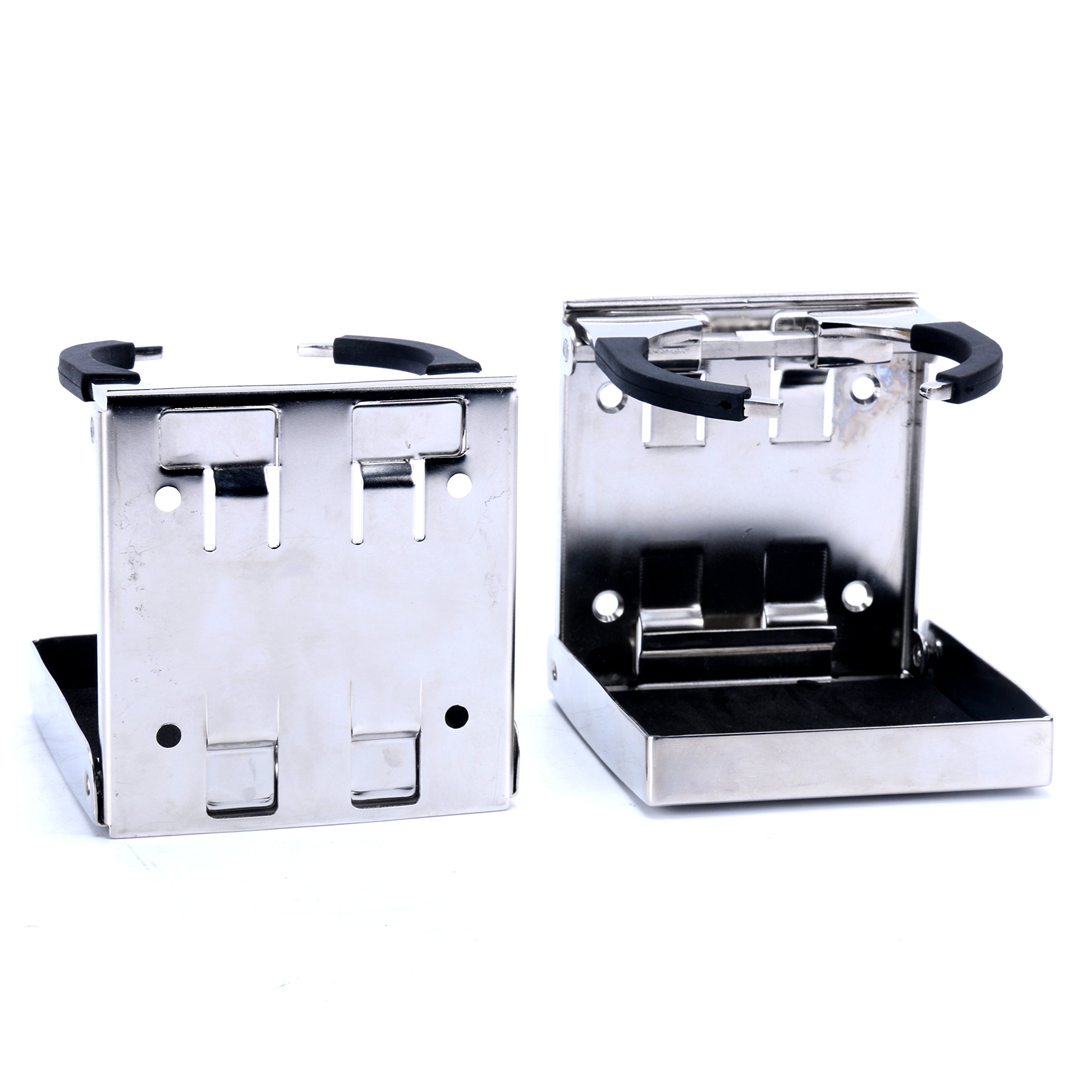 Amarine Made 2-Pack Stainless Steel Adjustable Folding Cup Holder - Boat, Marine, RV & Car Drink Holder - Durable & Rustproof - Perfect for Boating, Camping & Road Trips