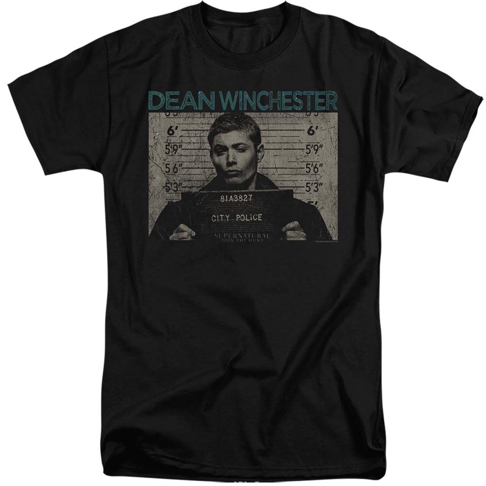 Supernatural Dean Winchester Mug Shot T-Shirt - Unisex Adult Tall Tee for Men & Women | TV Show Merchandise & Fan Gifts