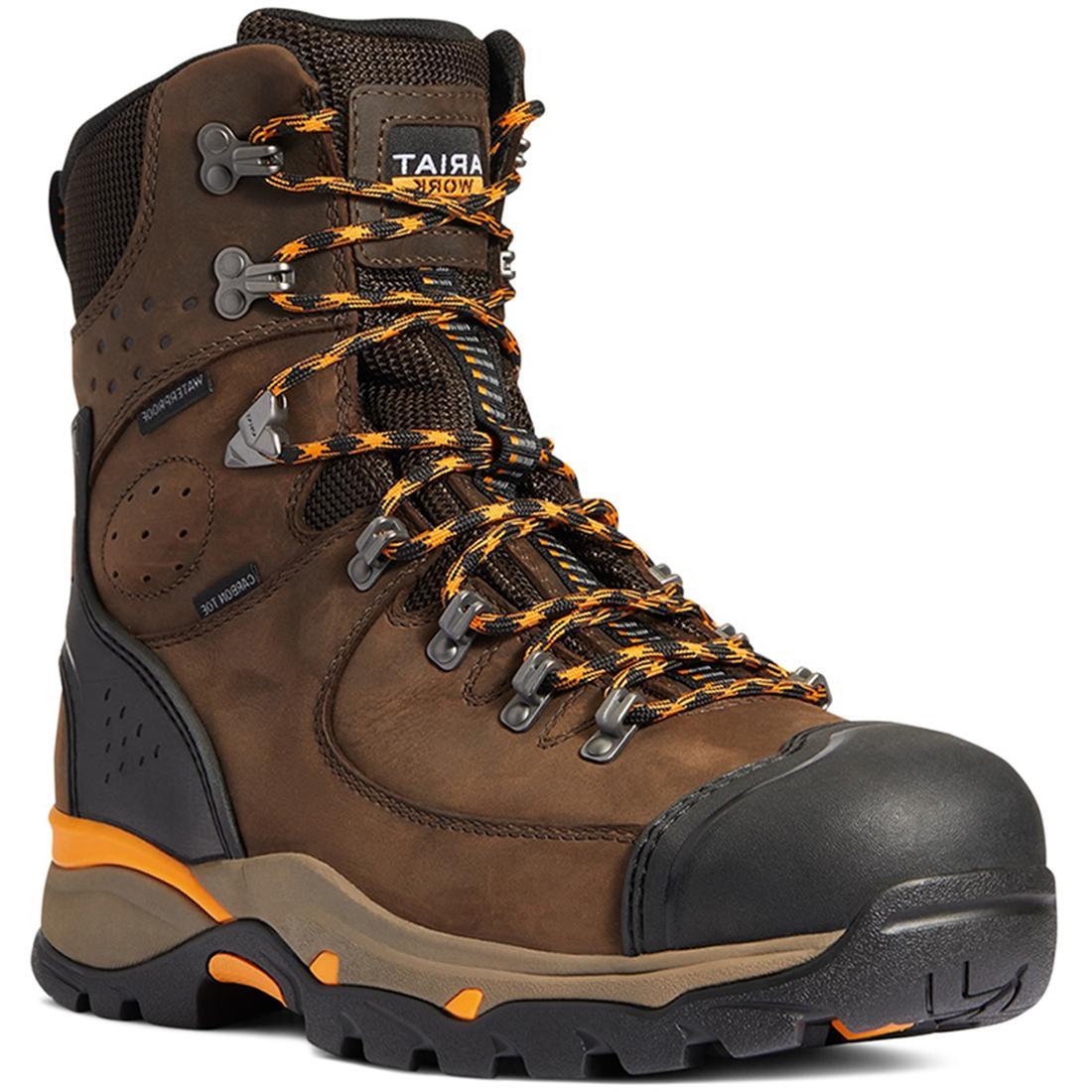 Endeavor 8 Inch Carbon Toe Waterproof Work Boots for Men - Chocolate Brown Safety Shoes for Construction, Hiking & Outdoor Work
