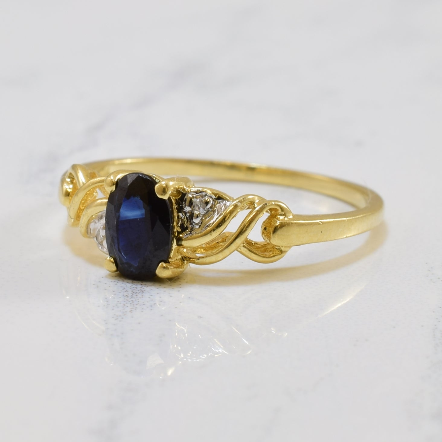 Exquisite 0.50ct Oval Blue Sapphire & Diamond Ring (0.01ctw) - Size 6 - Perfect for Engagement, Anniversary & Special Occasions