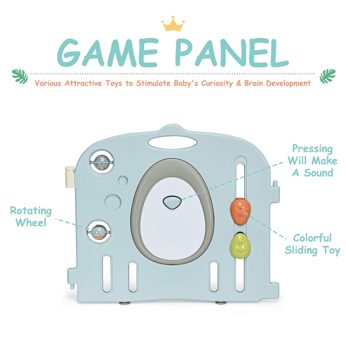 CHEFJOY 14-Panel Baby Playpen for Kids - Safe Indoor & Outdoor Play Yard with Lockable Door, Non-Slip Rubber Suction Cups & Fun Toys - Portable HDPE Activity Center for Toddlers - Perfect for Home, Backyard, Daycare & Playtime Safety