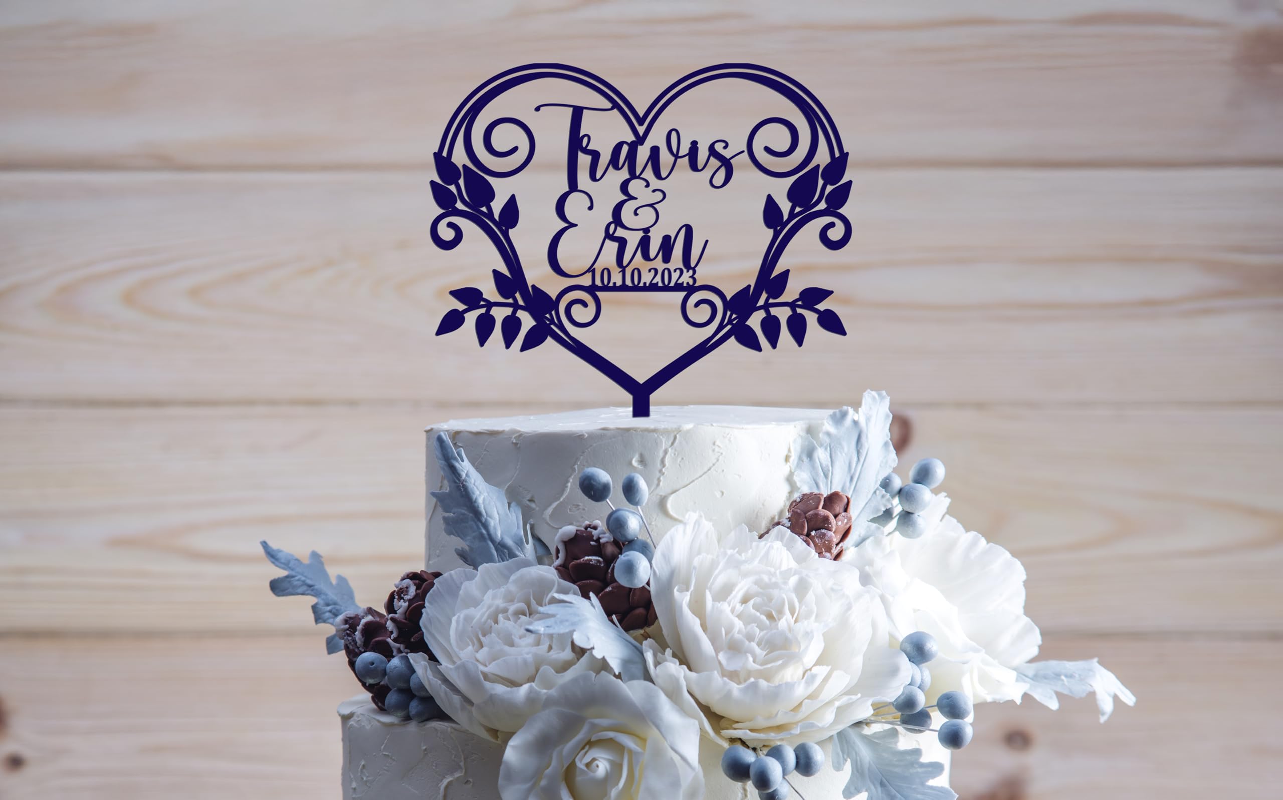 Rustic Wedding Cake Topper - Personalized Mr & Mrs Anniversary Cake Decor - Custom Calligraphy Cake Topper for Weddings, Anniversaries & Special Celebrations