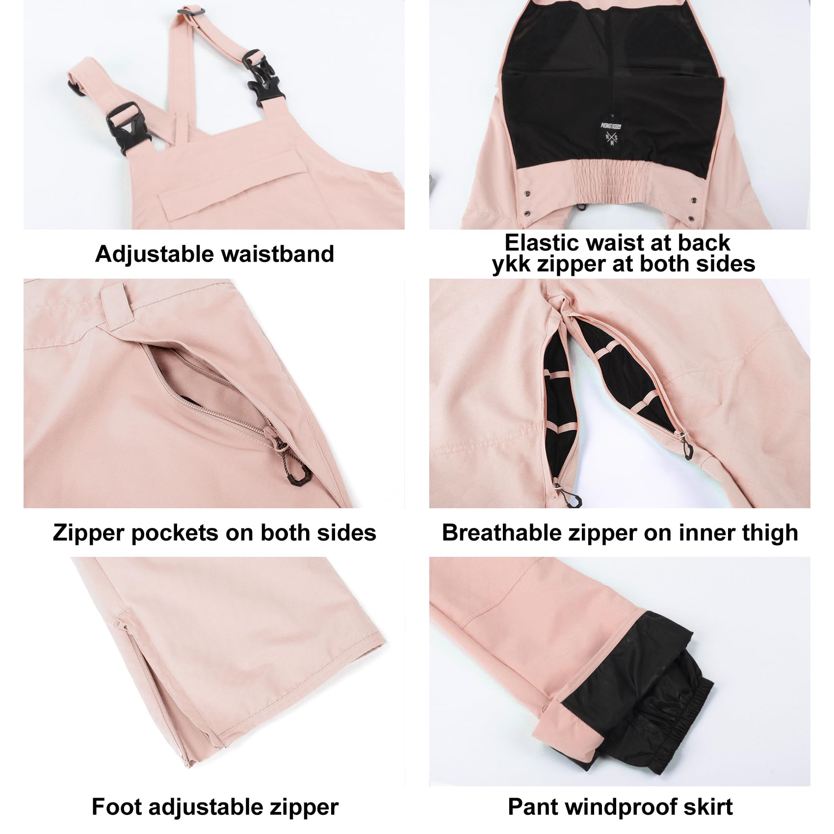 Women's Waterproof Insulated Ski Bib Overalls - Soft Ripstop Snow Pants for Skiing & Snowboarding - Perfect for Winter Sports & Outdoor Adventures