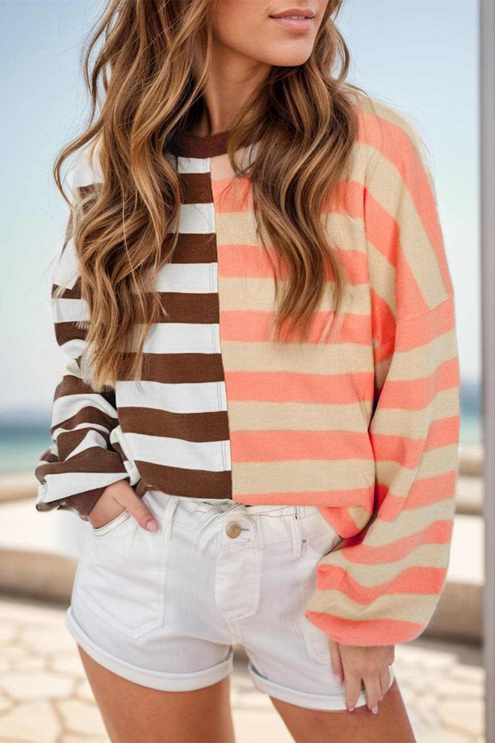 Stylish Casual Striped Sweatshirt for Women & Men - Soft Opaque Pullover for Everyday Wear | Perfect for Lounge, Streetwear & Fall Fashion