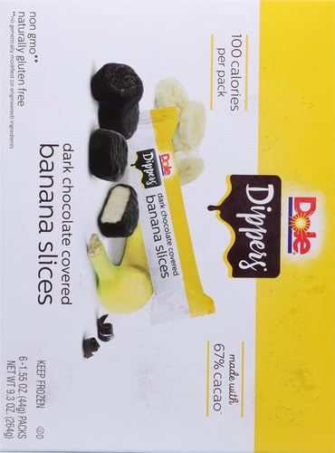 Dole Frozen Dark Chocolate Dippers - Dark Chocolate Covered Banana Slices, 1.55 Oz (6 Pack) | Healthy Frozen Snacks for Kids, Dessert Lovers & Party Treats | Perfect for School Lunches, Movie Nights & After-School Snacks