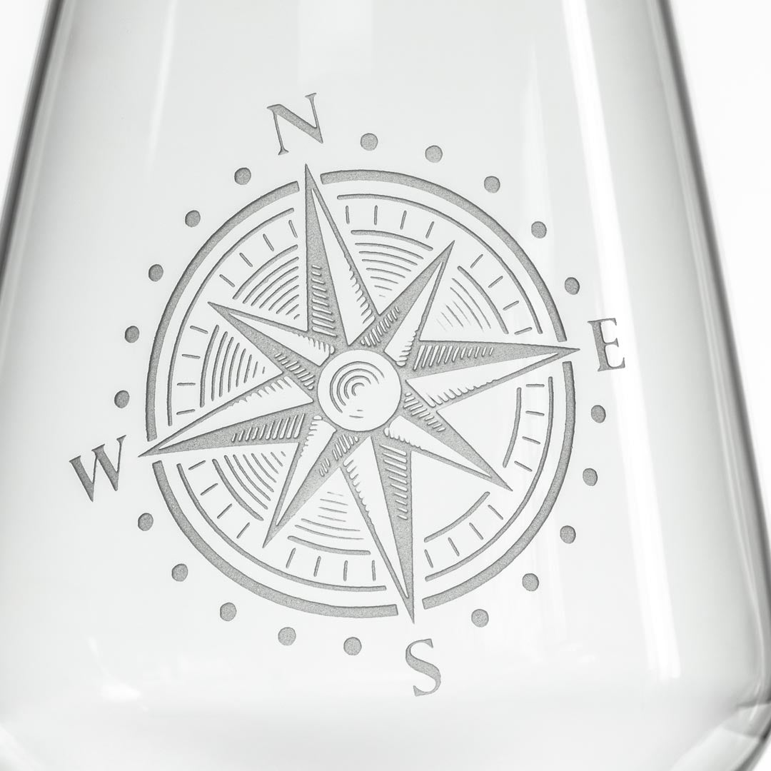 Compass Star 18oz Stemless Wine Tumbler Glass Set of 2 - Perfect for Outdoor Picnics, Dinner Parties & Home Entertaining