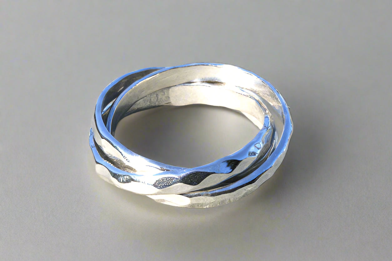 Handmade Russian Wedding Ring for Men & Women - Sterling Silver Hammered Finish - Perfect for Anniversaries, Engagements & Special Occasions
