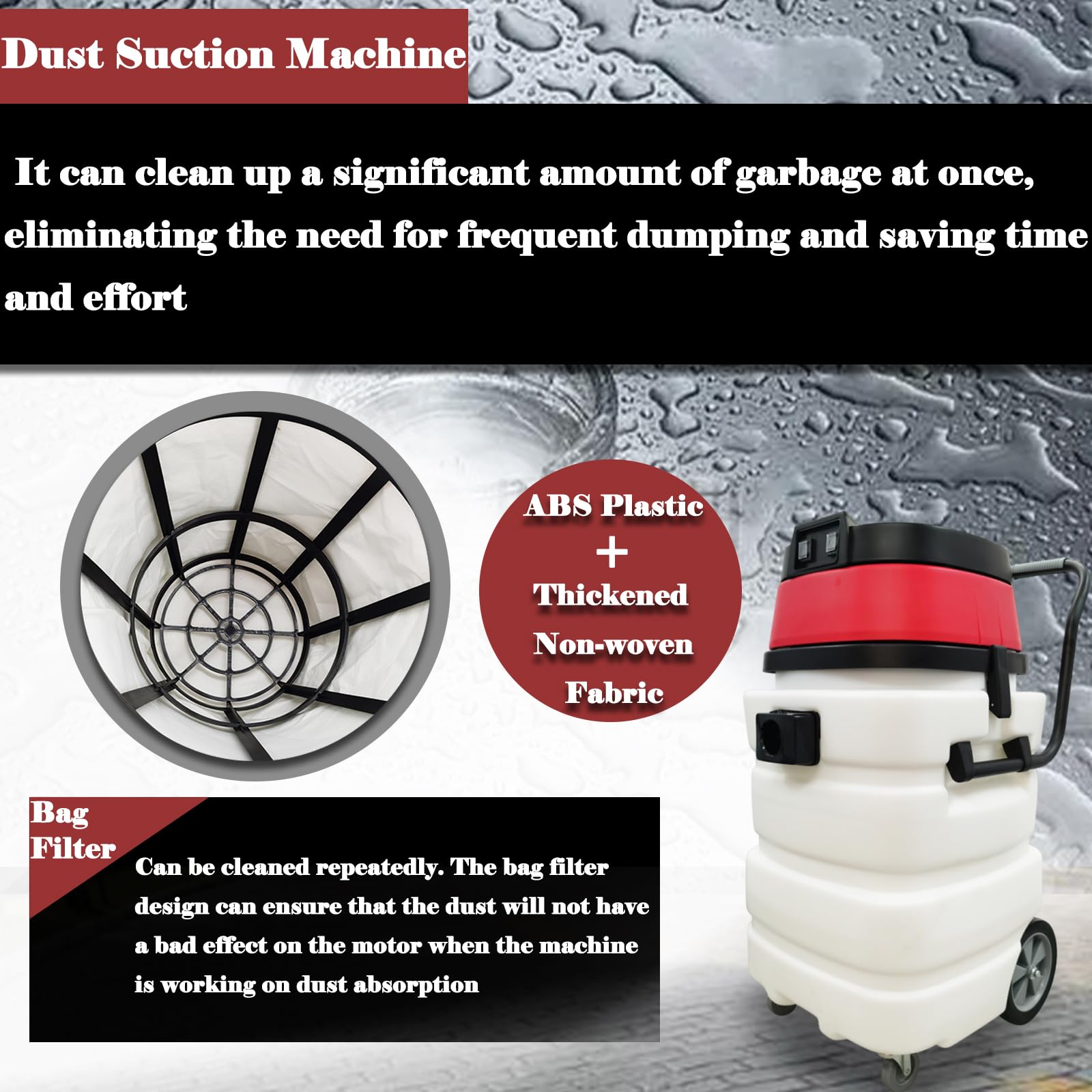 Commercial Wet/Dry Vacuum Cleaner - 2000W 90L (24 Gallon) Dust Extractor with 2 Motors & Auto Dust Shaking - 110V Heavy Duty Water Vacuum for Industrial Cleaning, Construction Sites, and Workshop Dust Collection