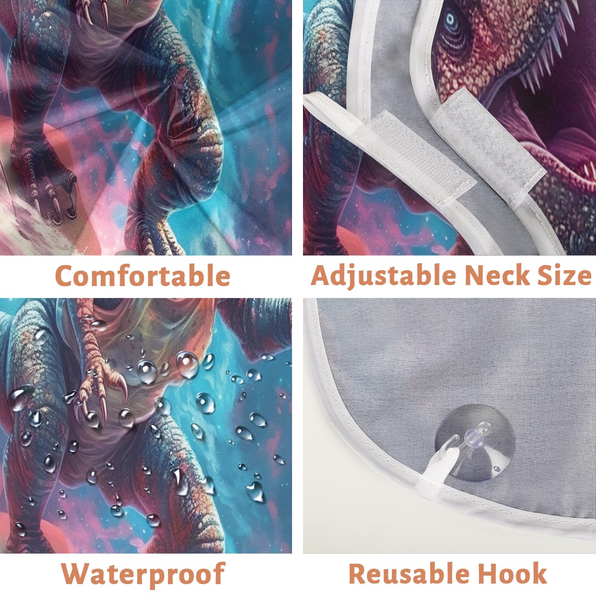 Dinosaur & Outer Space Planets Beard Shaving Bib for Men - Waterproof Barber Apron for Hair Dye, Makeup & Beard Trimming | Sink Hair Catcher & Styling Cape for Salon, Home Grooming & Gift