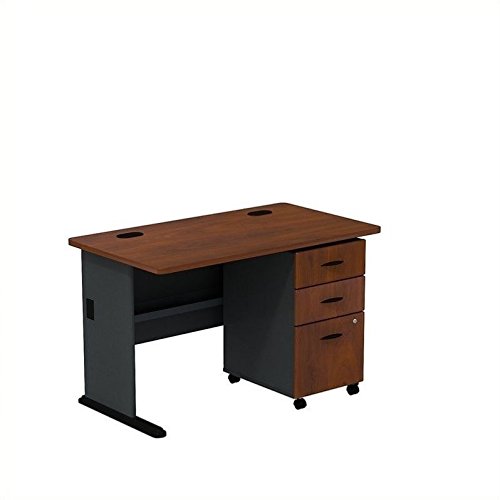 Scranton & Co 48W Cherry & Galaxy Wooden Desk with Drawers - Home Office, Study Room & Workspace Furniture for Professionals & Students