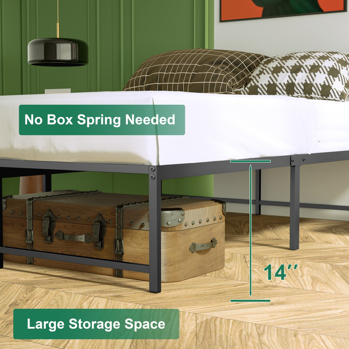 Full Bed Frame Black - Sturdy Metal Platform Bed with Headboard & Footboard for Bedroom, Guest Room, Dorm - Easy Assembly & Noise-Free Design