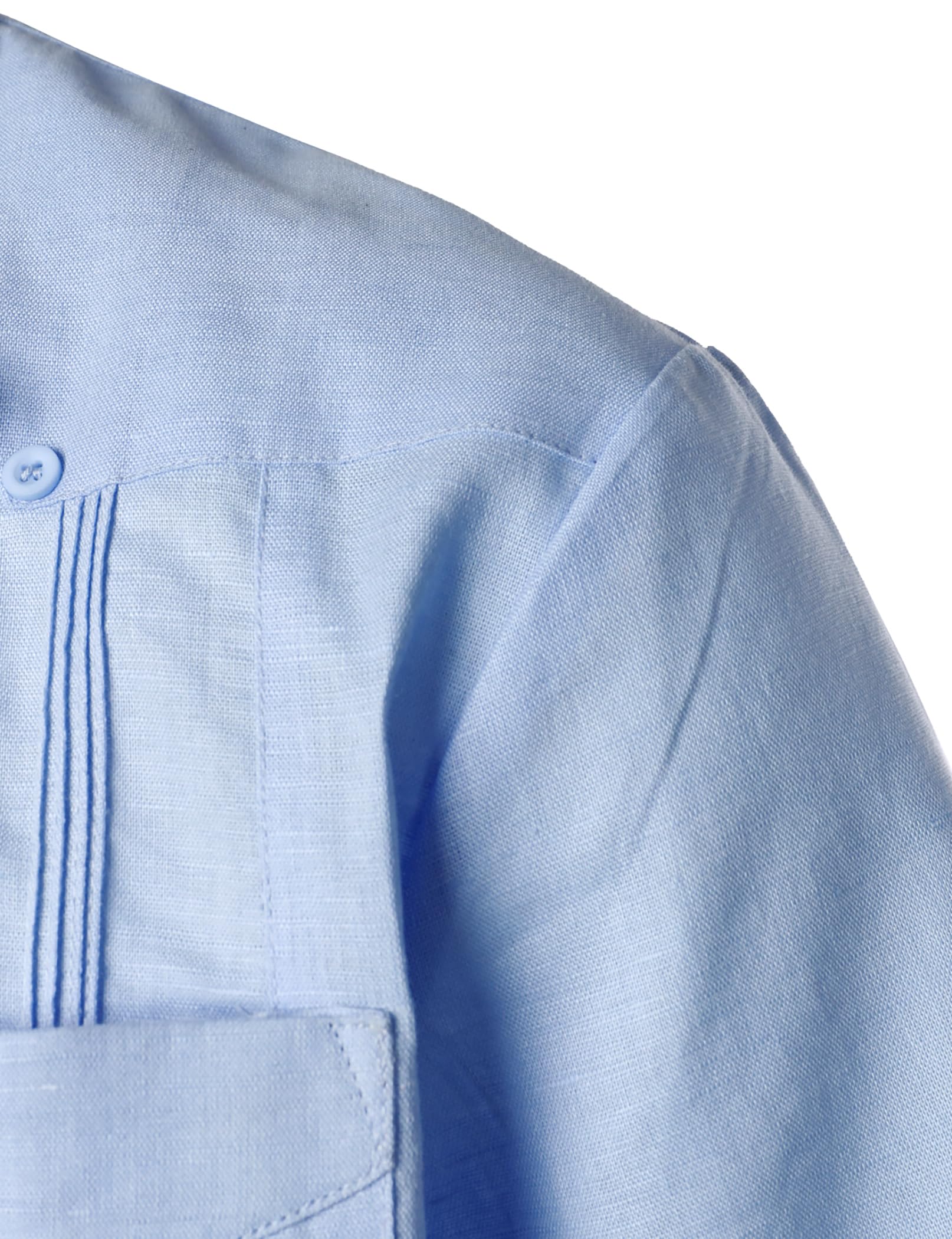 VATPAVE Men's Linen Cuban Guayabera Shirt - Breathable Short Sleeve Button Down Casual Shirt for Summer | Beach Wedding, Vacation & Tropical Outfit