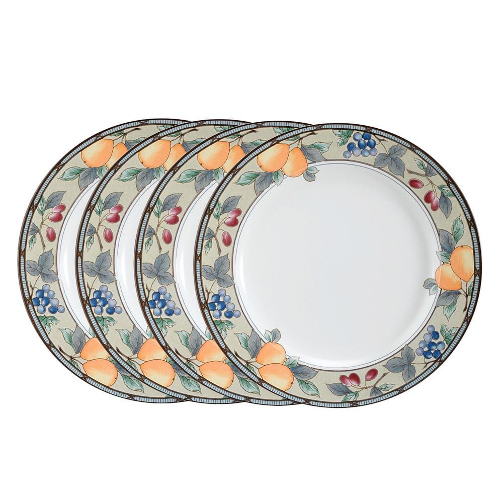 Garden Harvest® Set of 4 Dinner Plates - Elegant Stoneware Plates for Everyday Dining, Dinner Parties & Home Decor